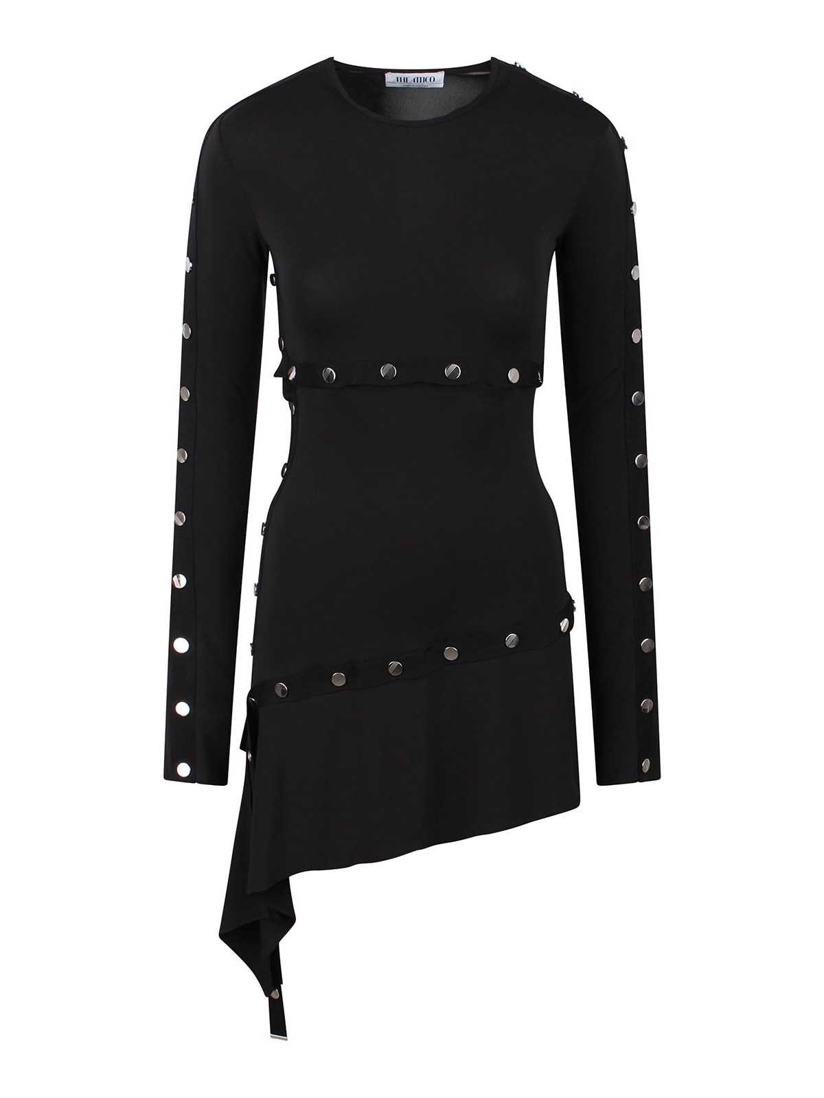 Shop Attico Short Asymmetric Dress In Black