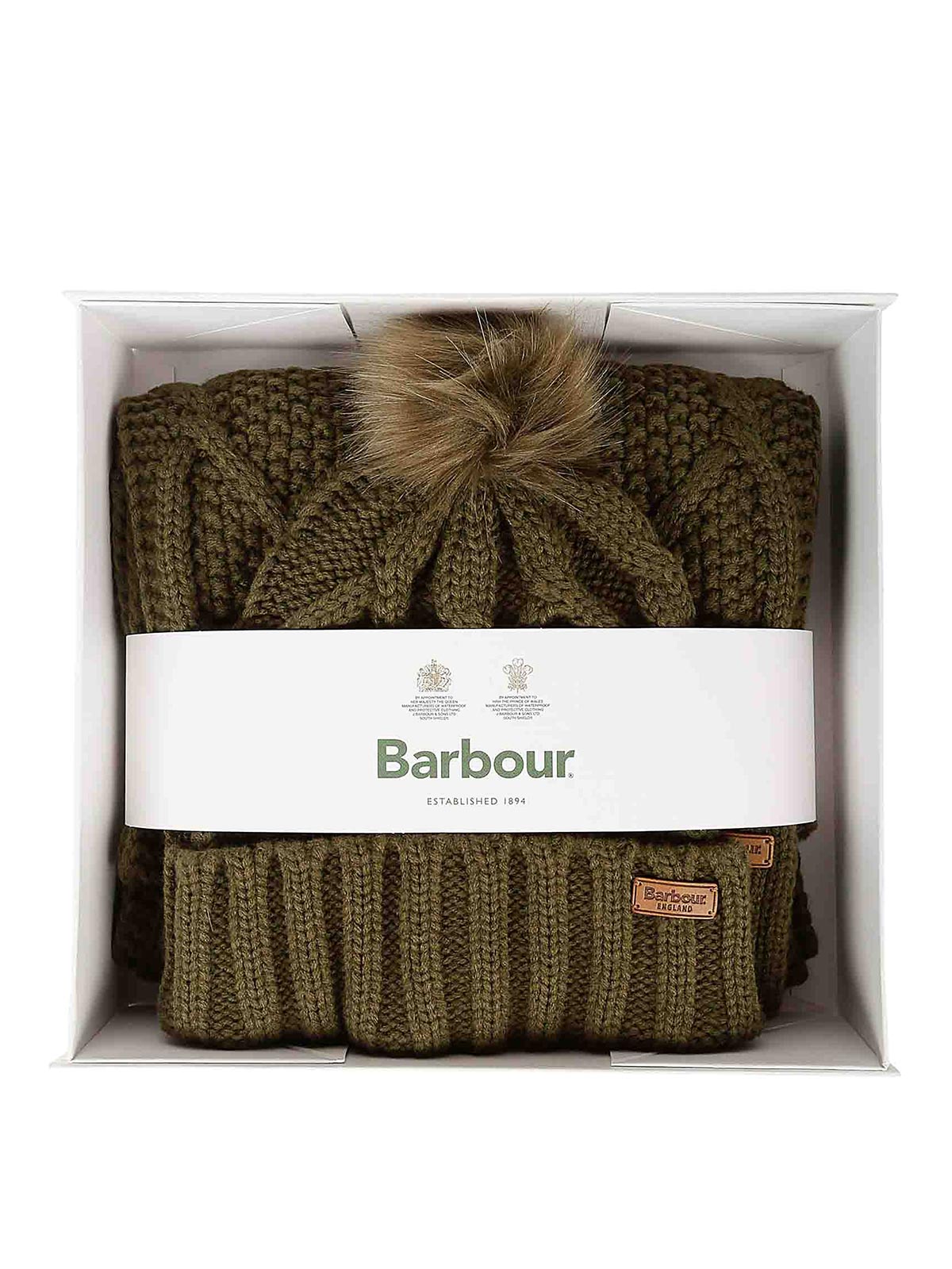 Shop Barbour Ridley Beanie Scarf Gift Set In Dark Green