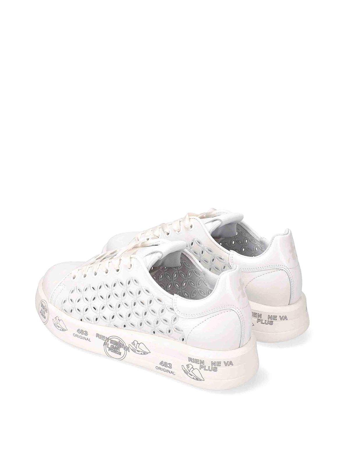 Shop Premiata Leather Sneakers In White