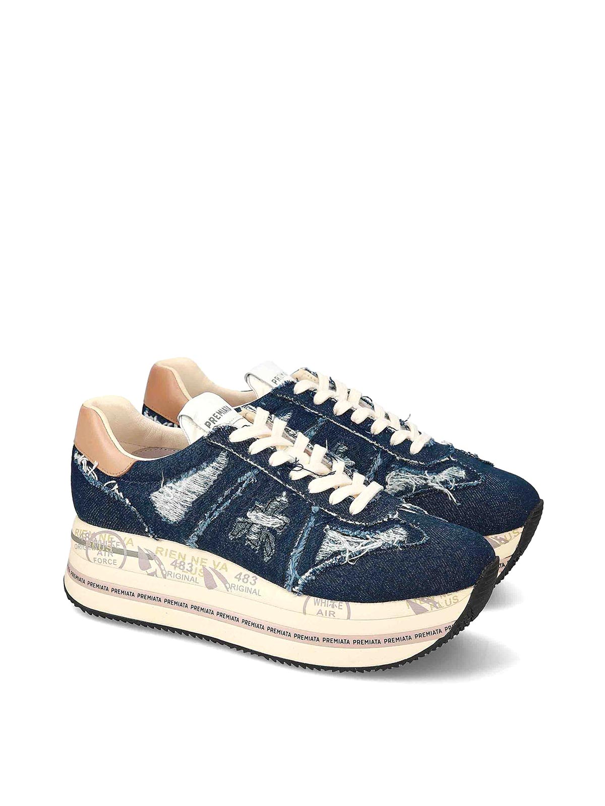 Shop Premiata Beth Sneakers In Dark Wash