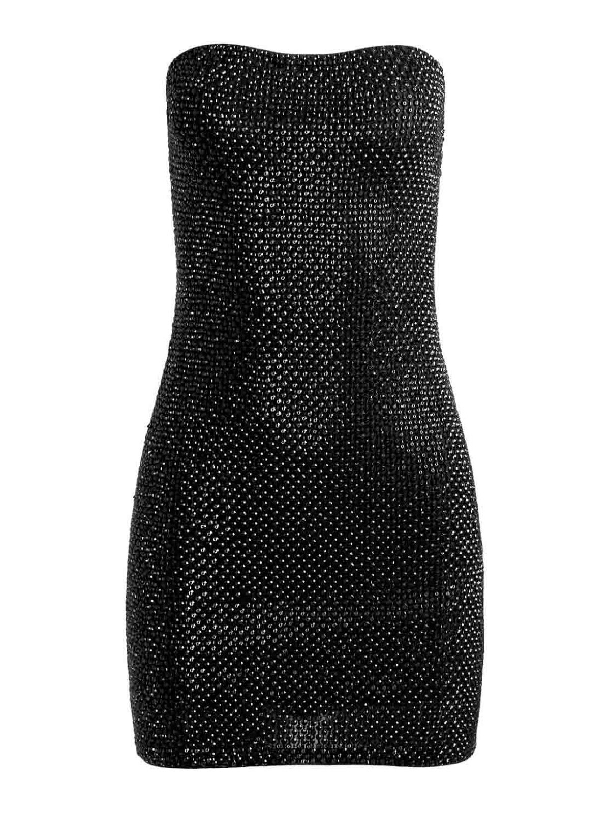 Shop Alice And Olivia Leia Strapless Embellished Mini Dress In Black
