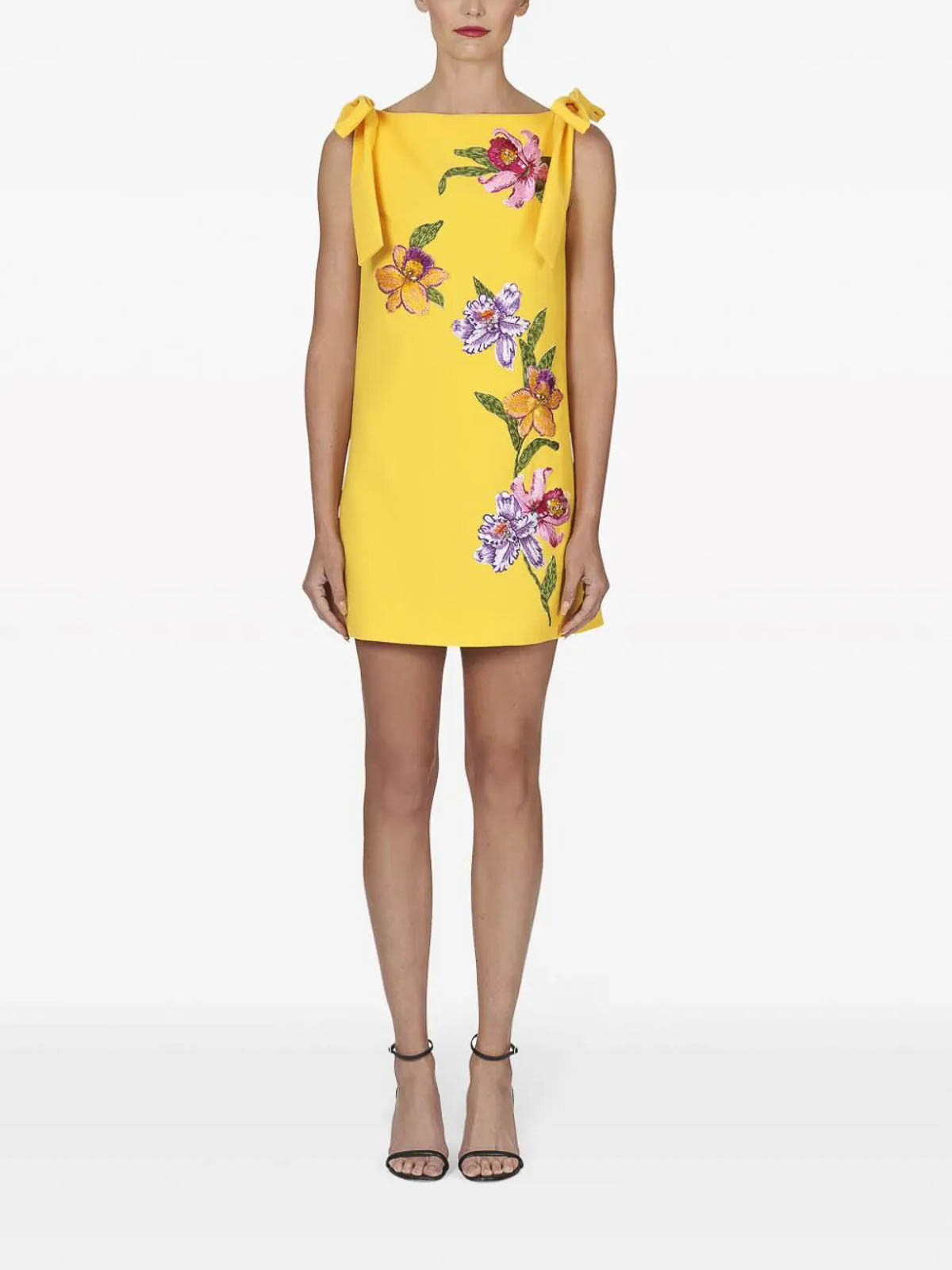 Shop Carolina Herrera Embellished  Shift Dress In Yellow