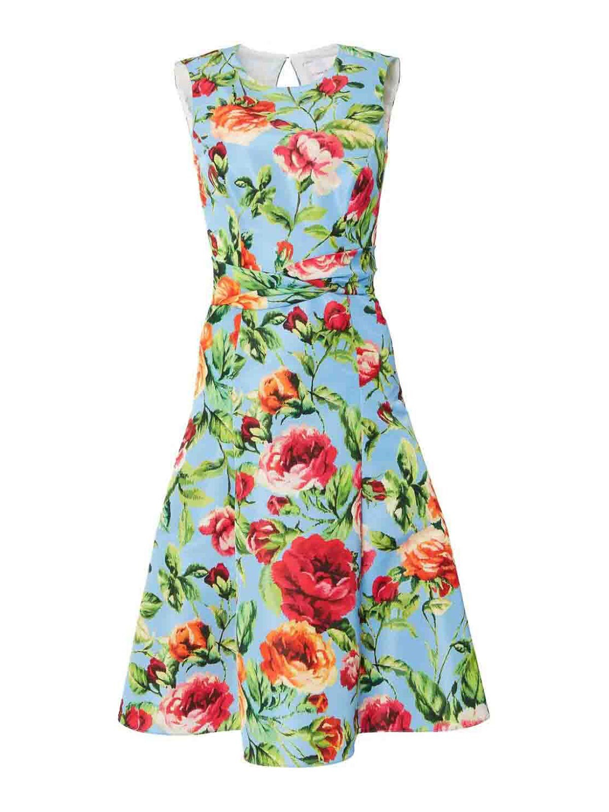 Shop Carolina Herrera Floral Print Dress In Light Blue