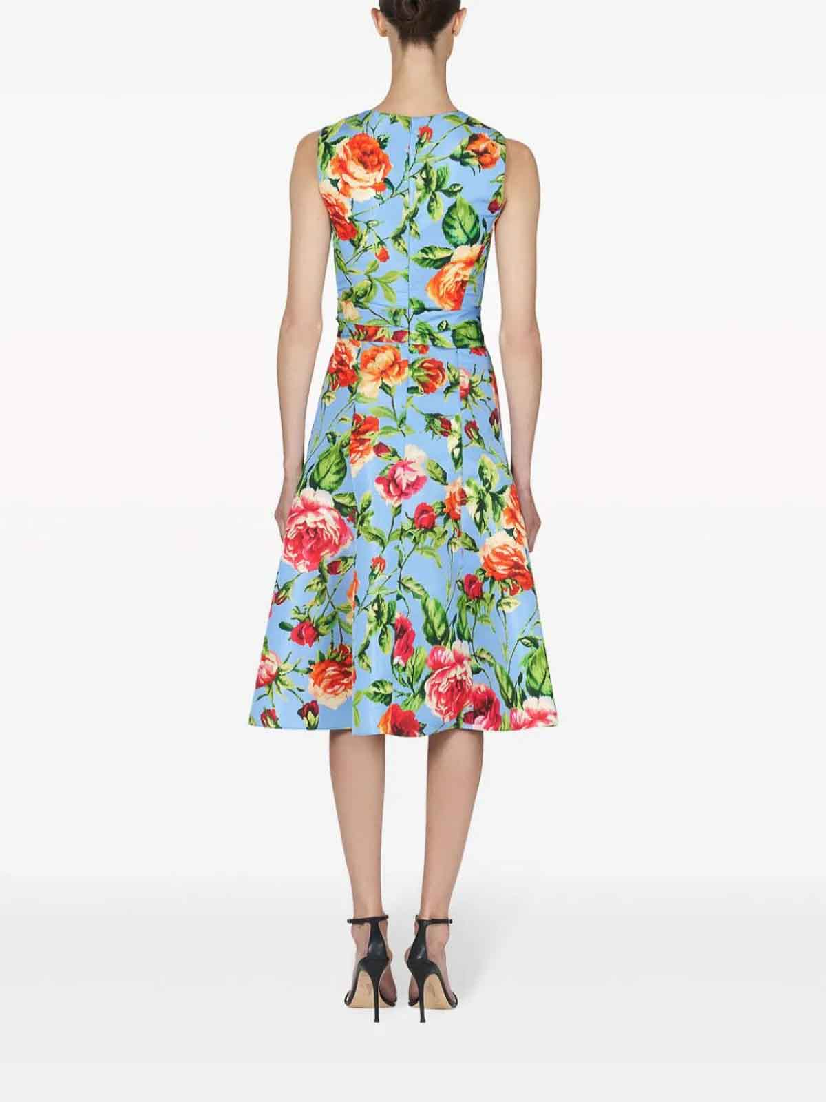 Shop Carolina Herrera Floral Print Dress In Light Blue