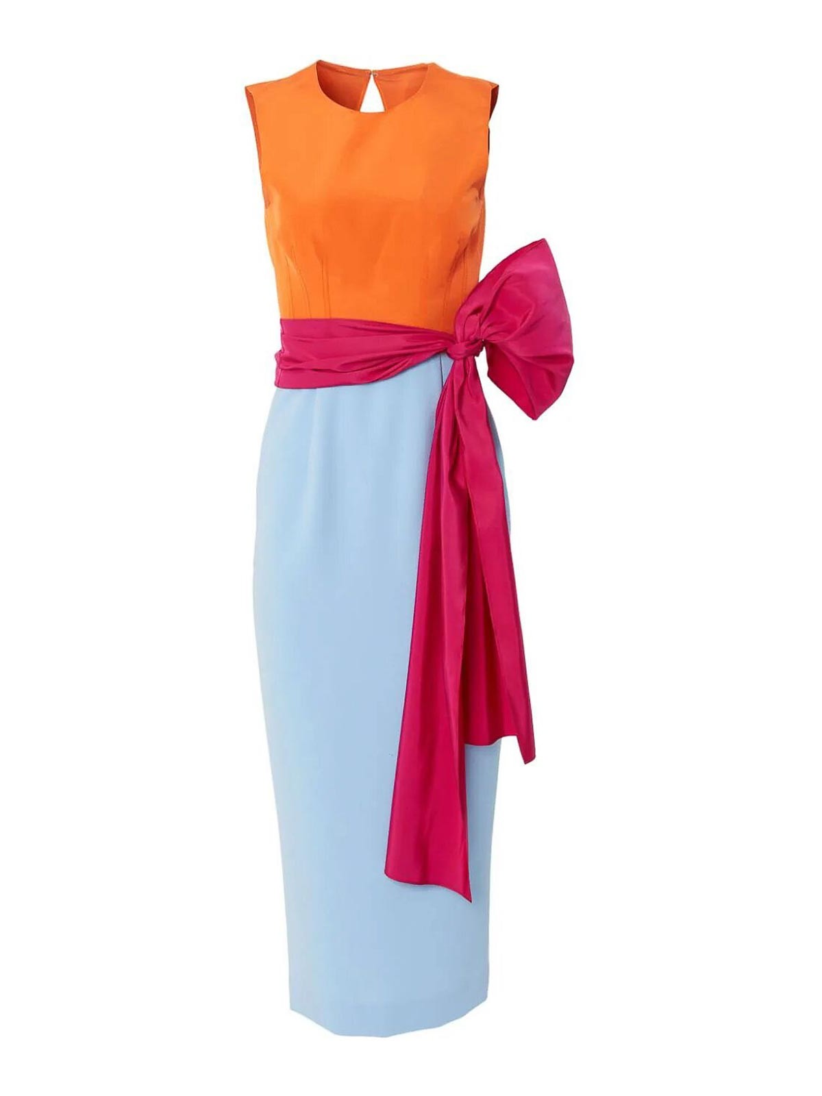 Shop Carolina Herrera Color Block Dress In Light Blue