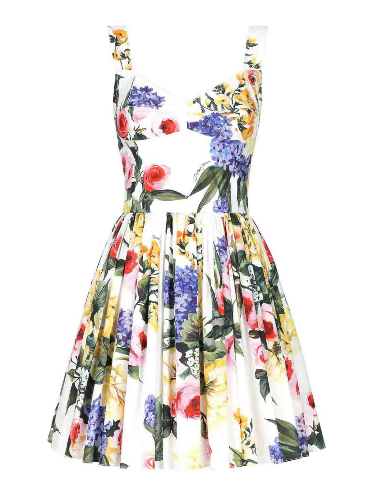Shop Dolce & Gabbana Floral Print Mini Dress In White