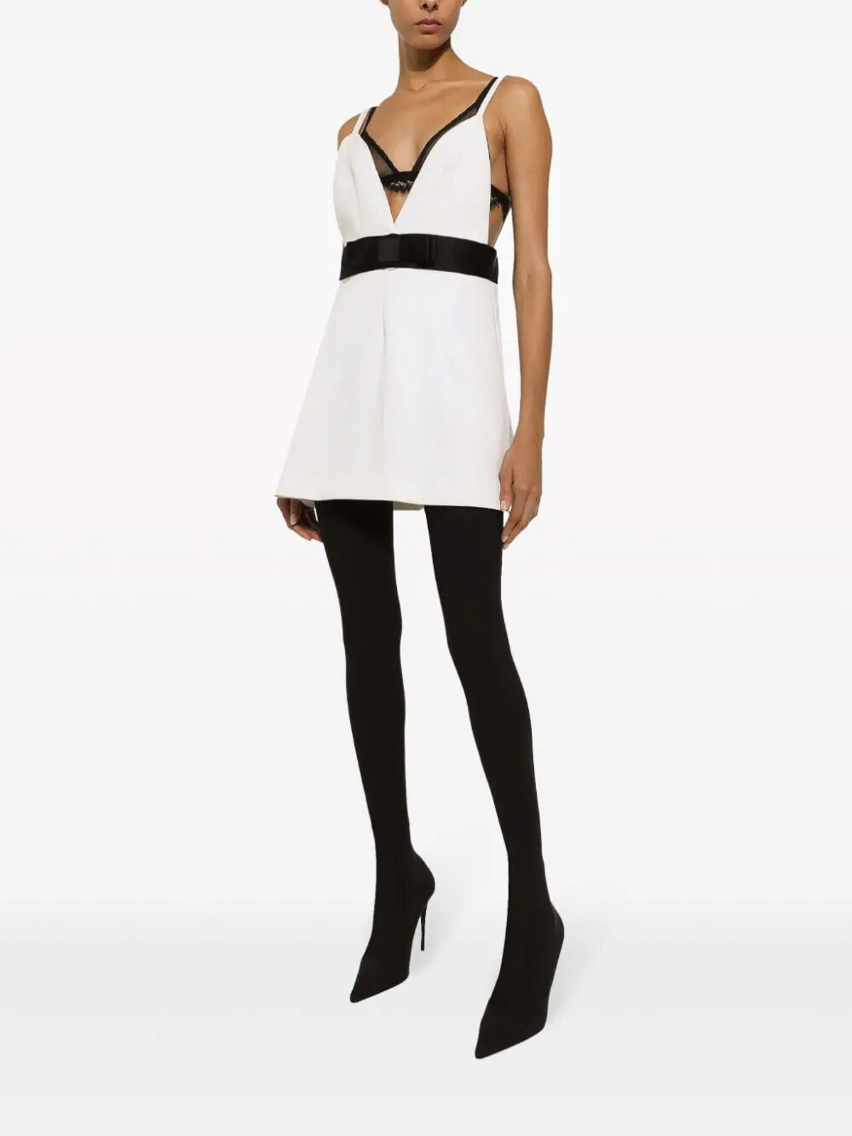 Shop Dolce & Gabbana Bow Mini Dress In White