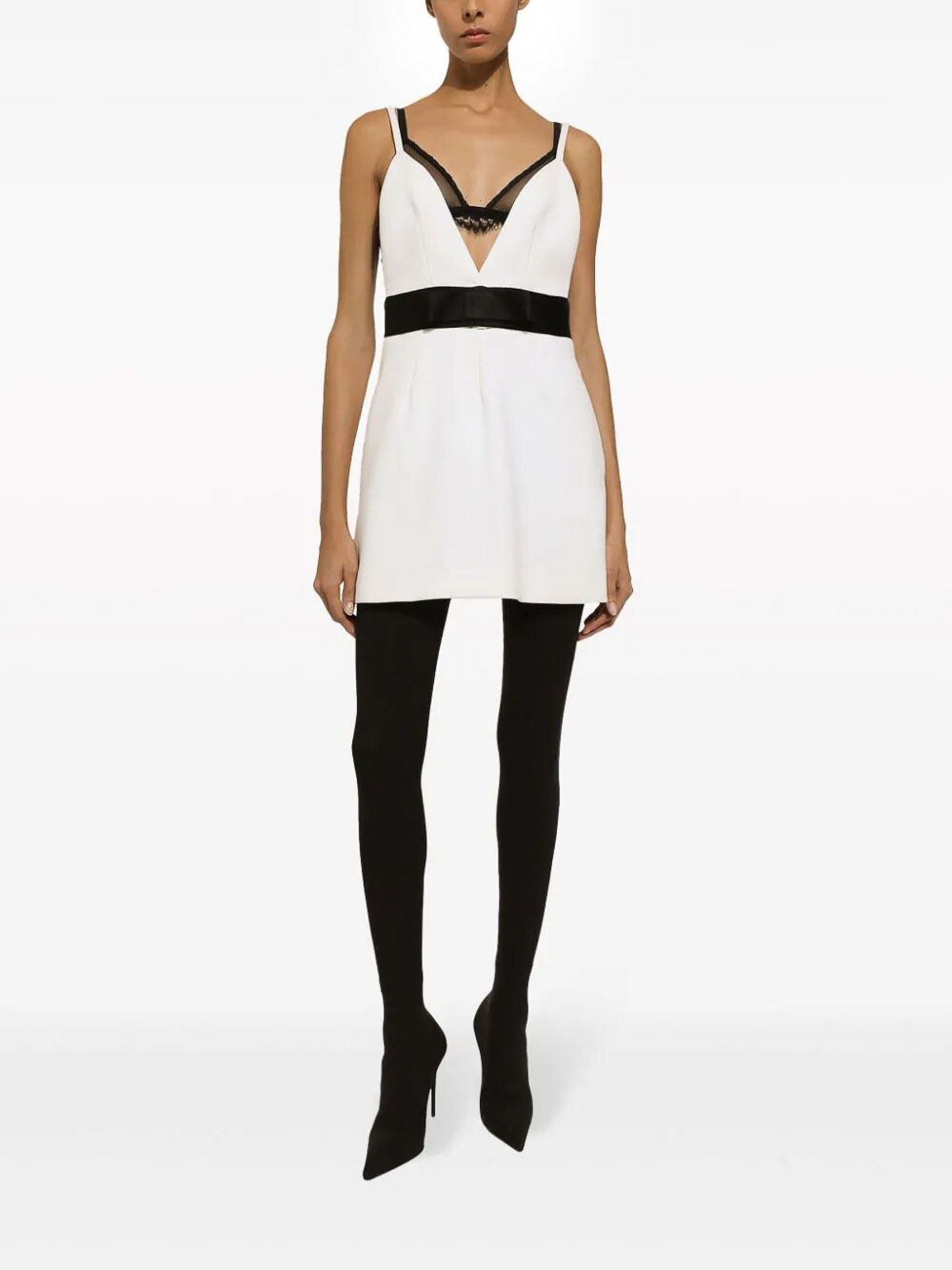 Shop Dolce & Gabbana Bow Mini Dress In White