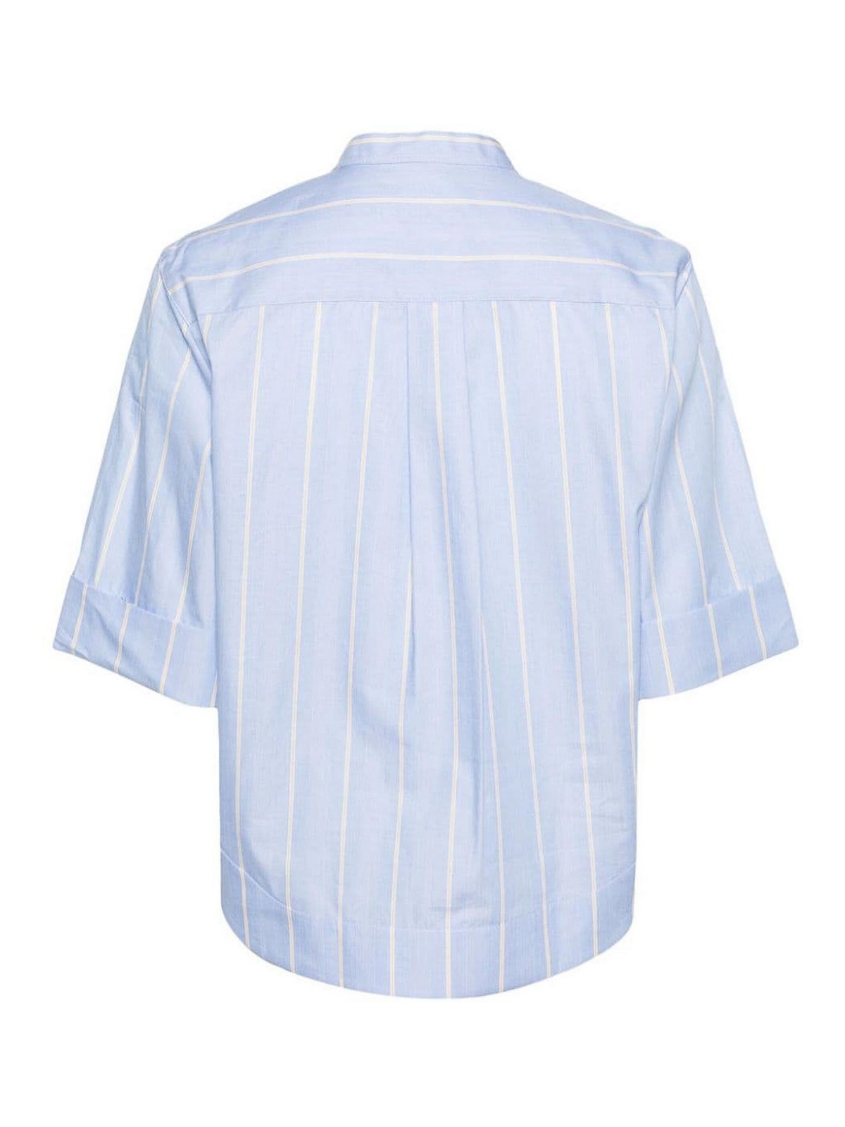 Shop Fay Mandarin Collar Shirt In Light Blue