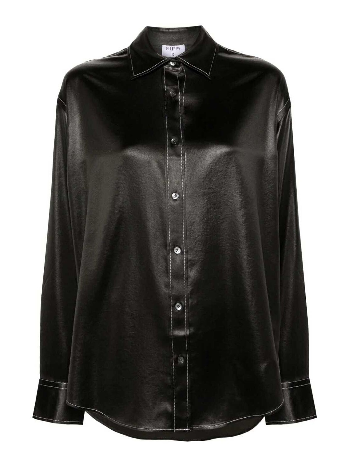 Shop Filippa K Glossy Shirt In Black