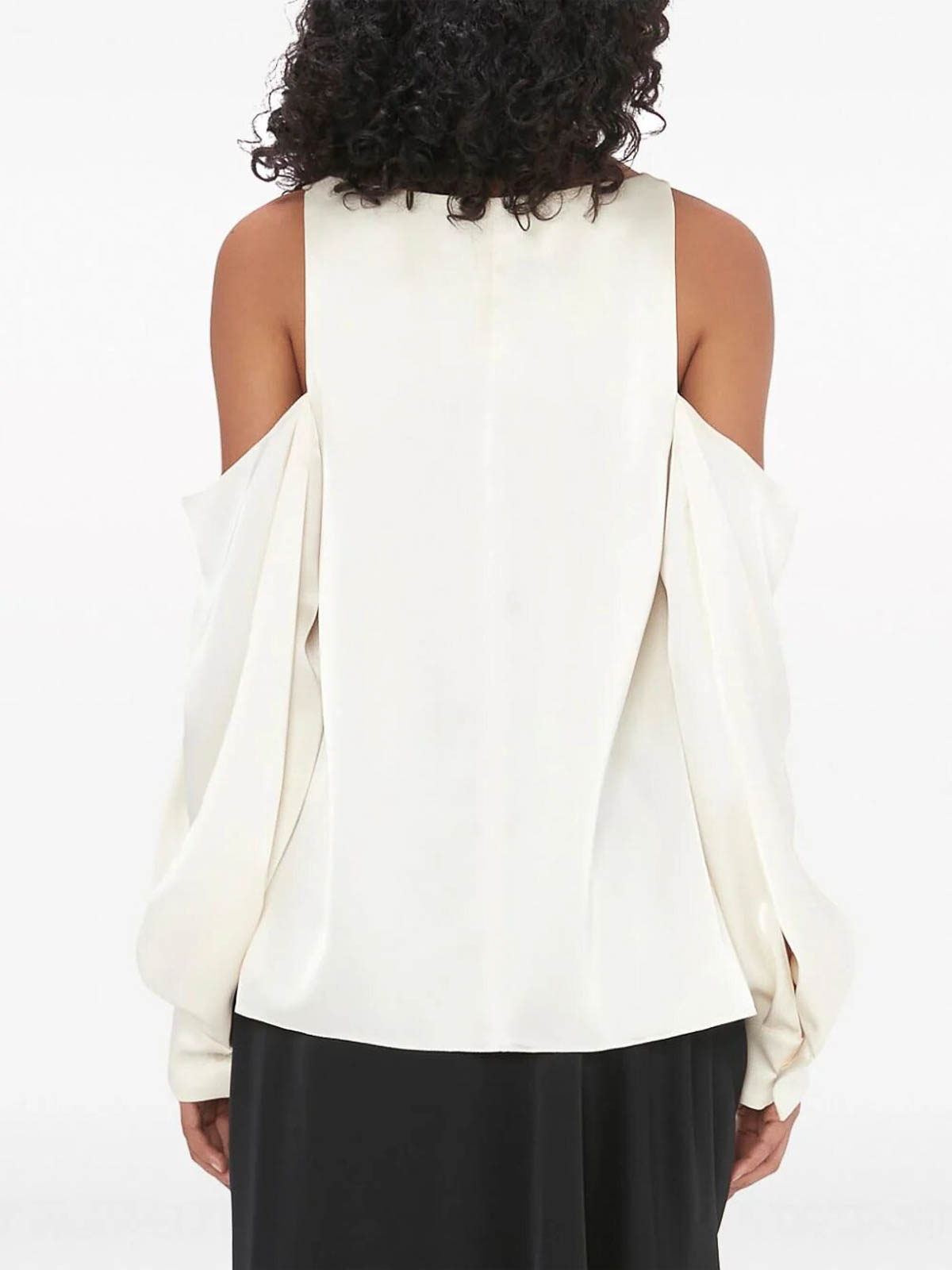 Shop Jw Anderson Twisted Cold Shoulder Top In White