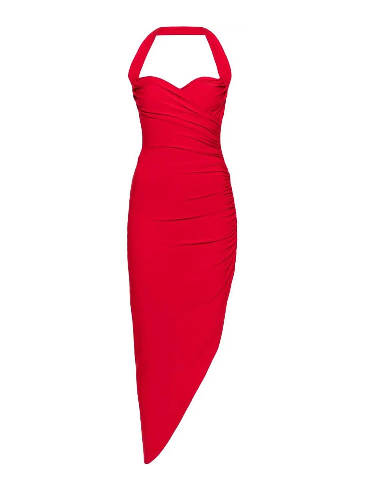 Shop Norma Kamali Cayla Side Drape Dress In Red