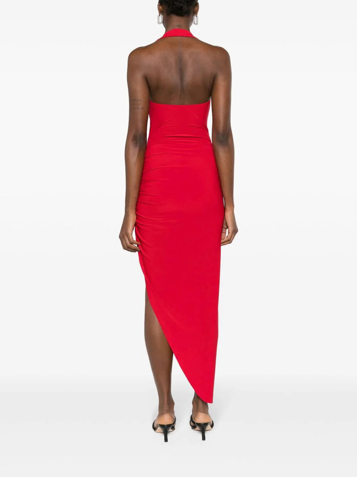 Shop Norma Kamali Cayla Side Drape Dress In Red