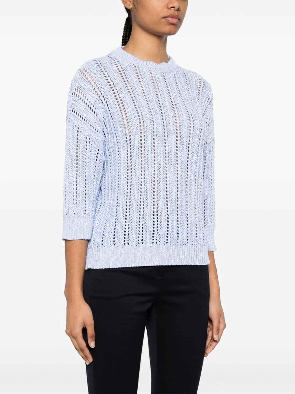 Shop Peserico Fishnet Sweater In Light Blue