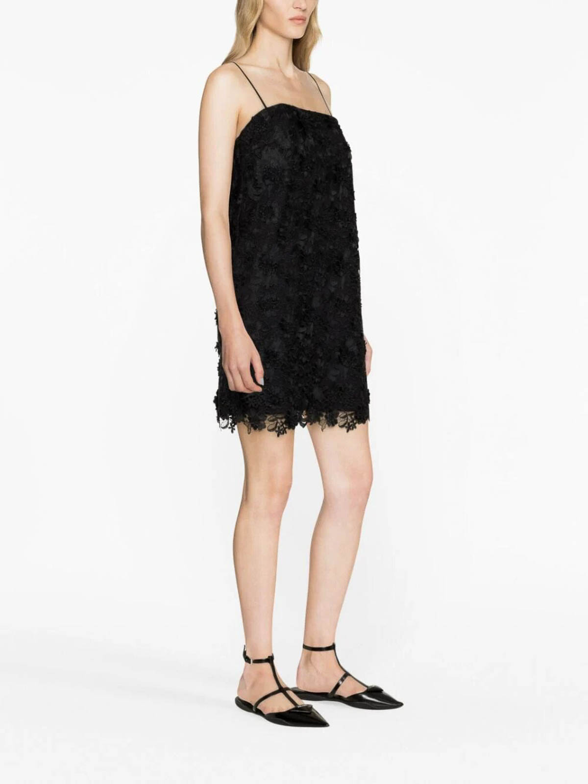 Shop Zimmermann Raie Lace Flower Mini Dress In Black