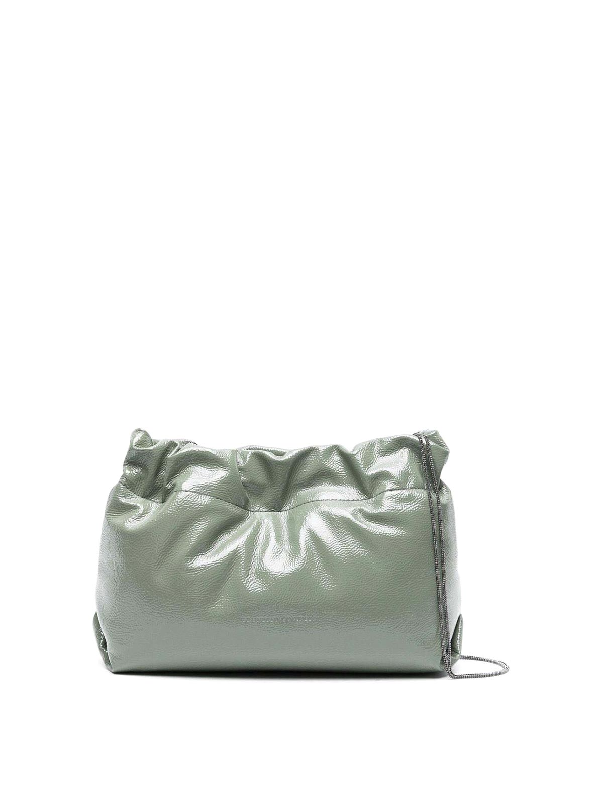 Shop Brunello Cucinelli Patent Leather Bag In Green