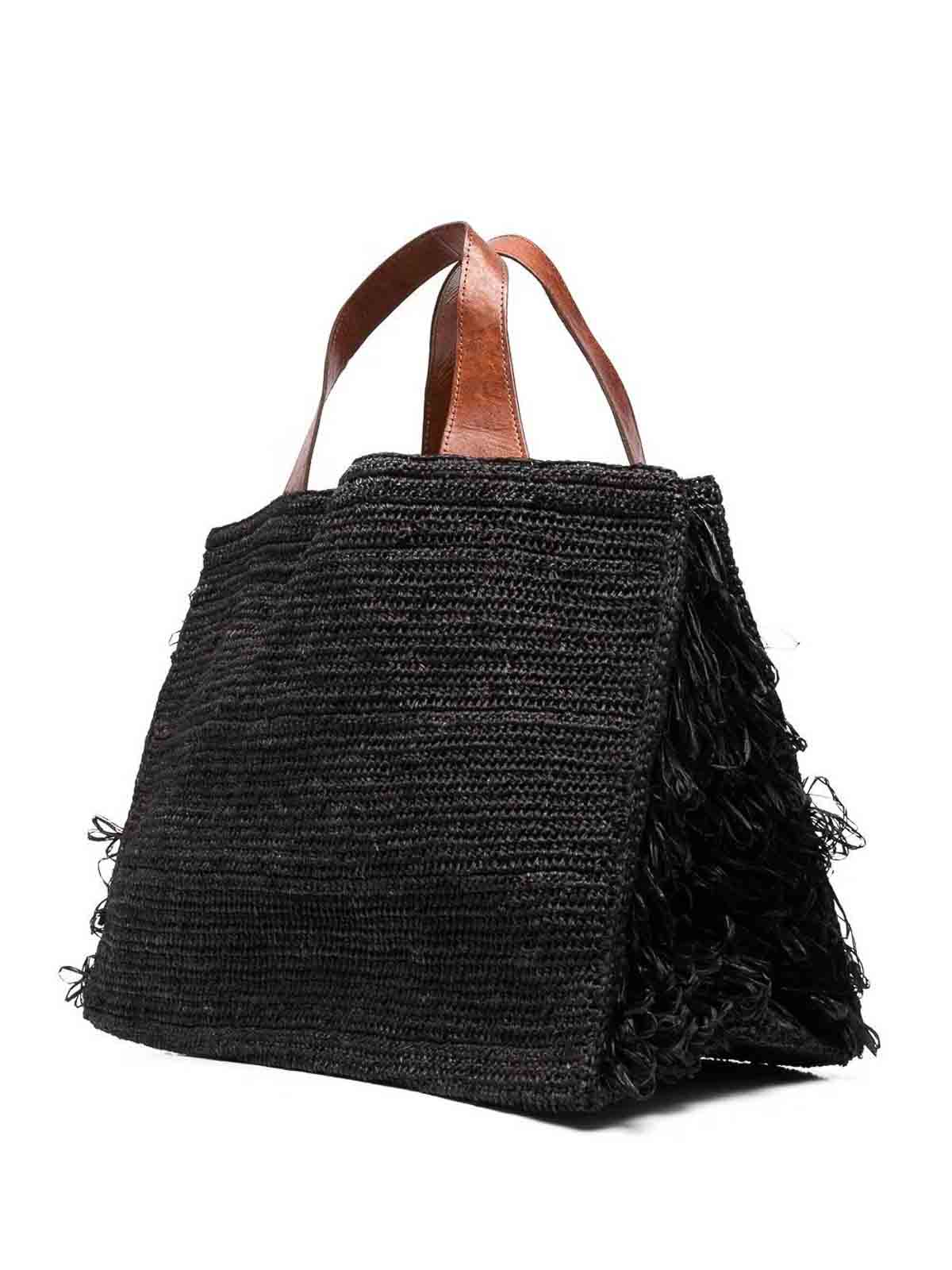 Shop Ibeliv Rafia Bag In Black