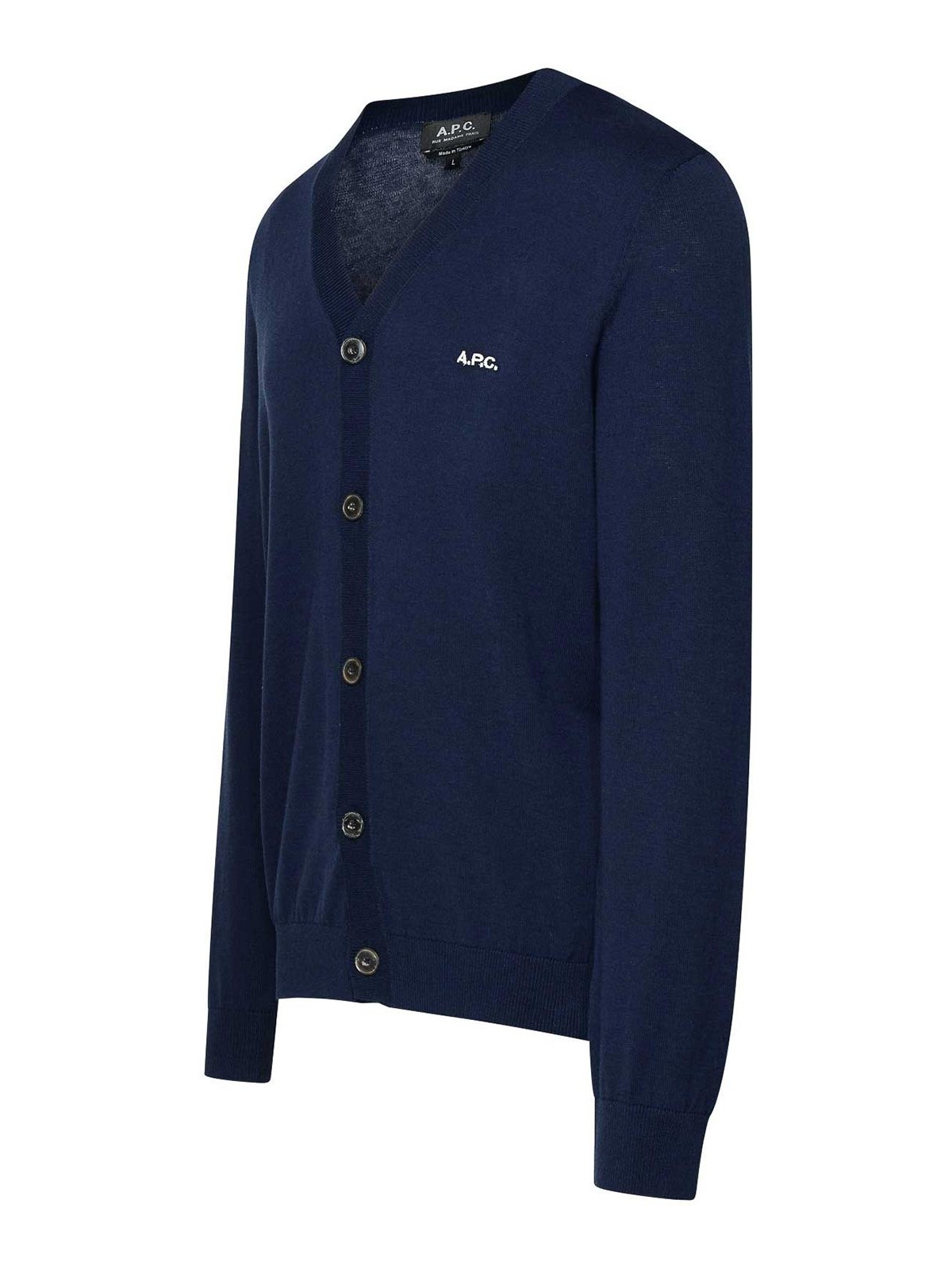Shop Apc Navy Cotton Cardigan In Dark Blue