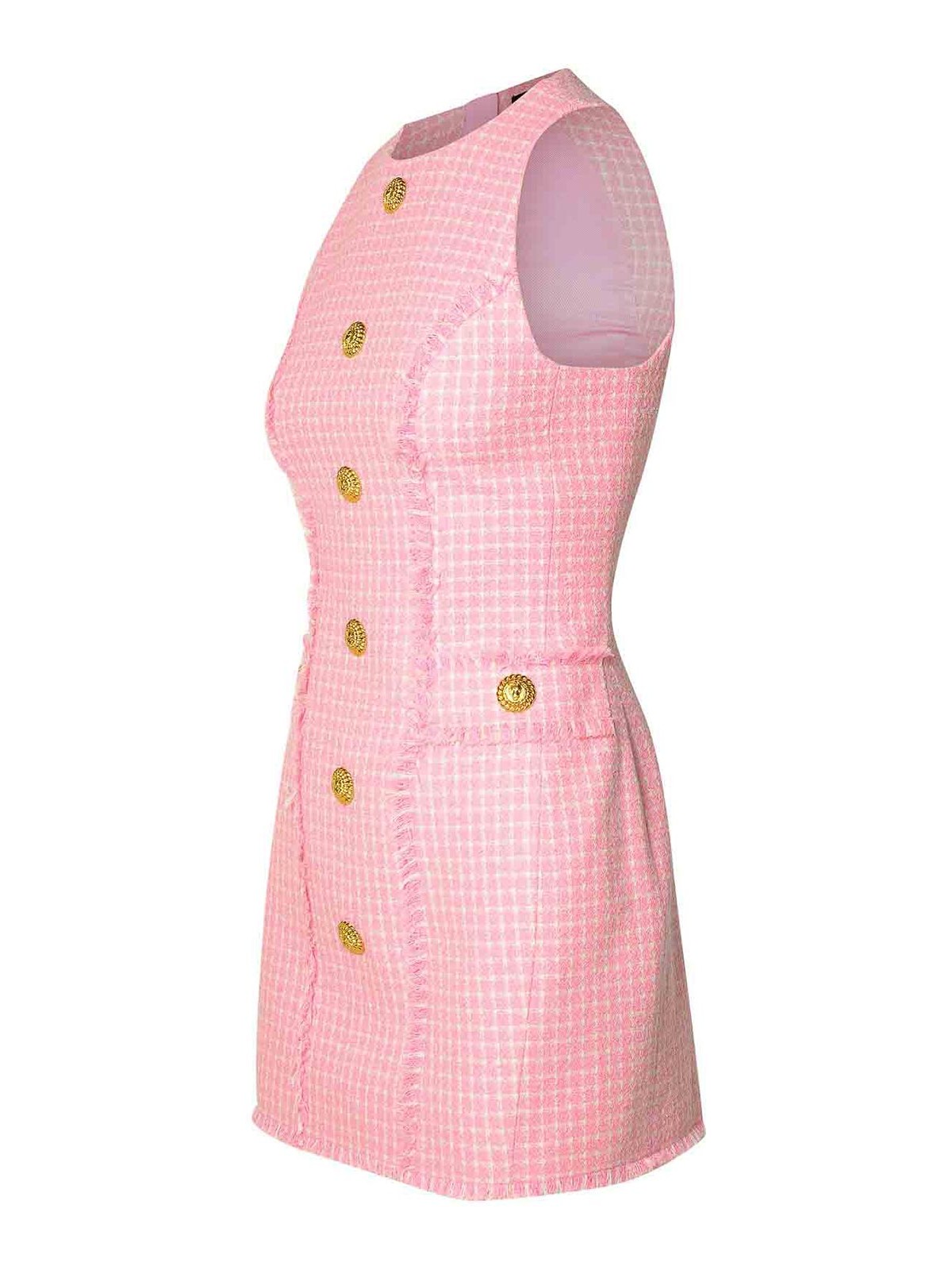 Shop Balmain Midi Pink Dress In Nude & Neutrals