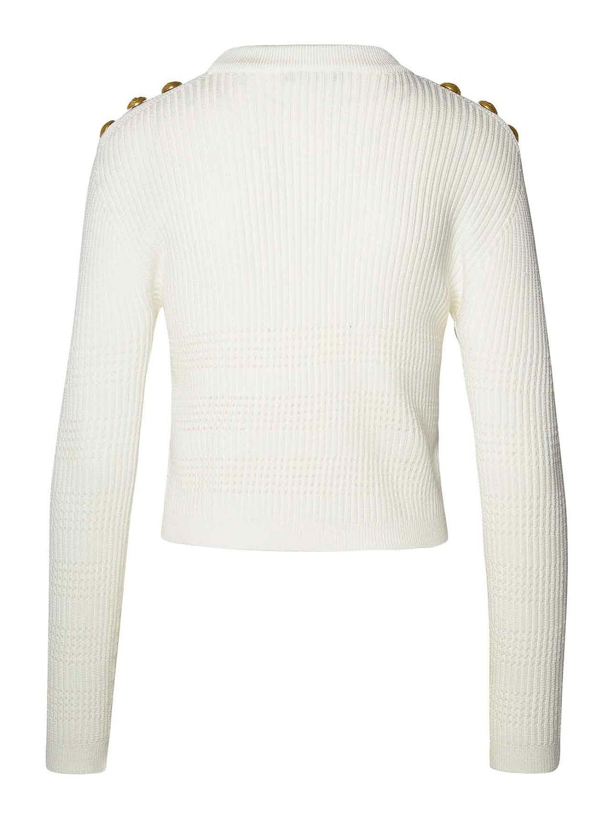 Shop Balmain White Viscose Blend Sweater