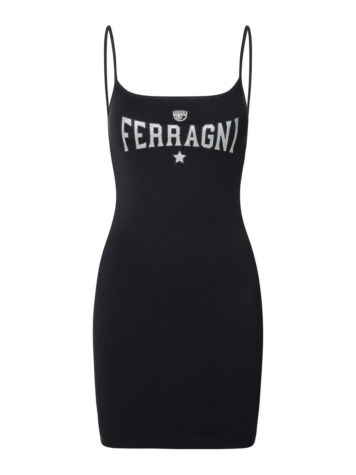 Shop Chiara Ferragni Black Cotton Blend Dress