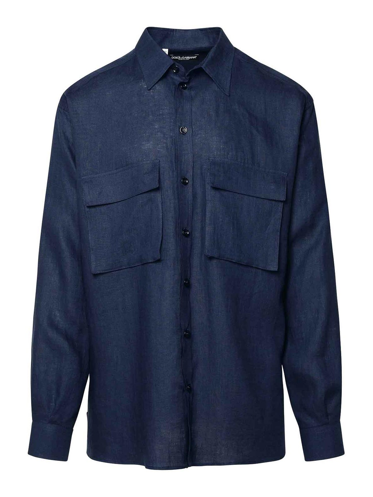 Shop Dolce & Gabbana Blue Linen Shirt
