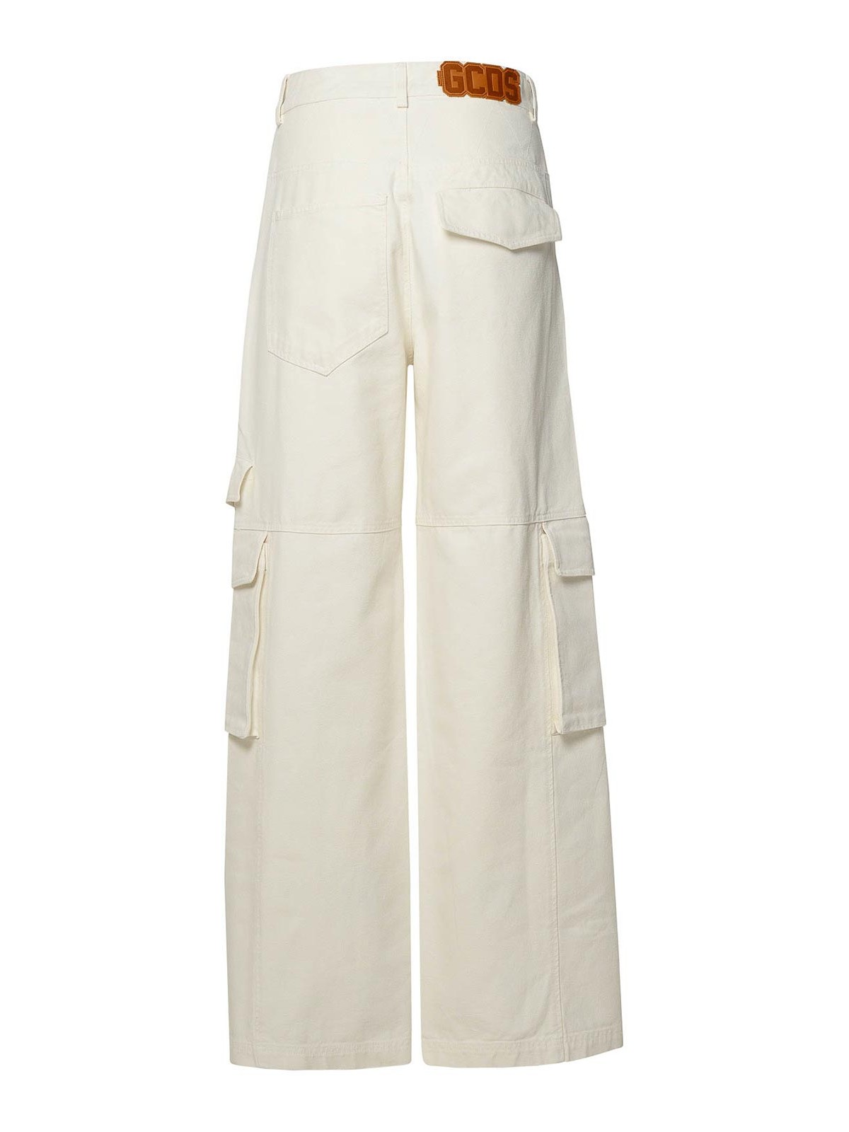 Shop Gcds White Cotton Jeans