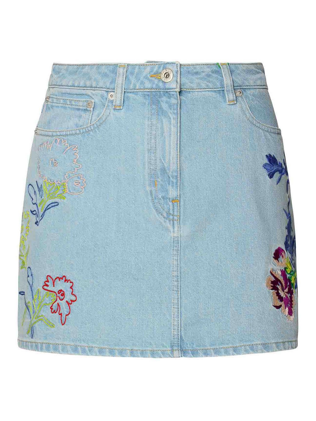 Shop Kenzo Light Blue Cotton Miniskirt