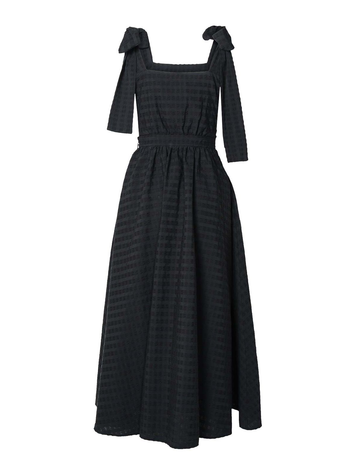 Shop Msgm Black Cotton Blend Dress