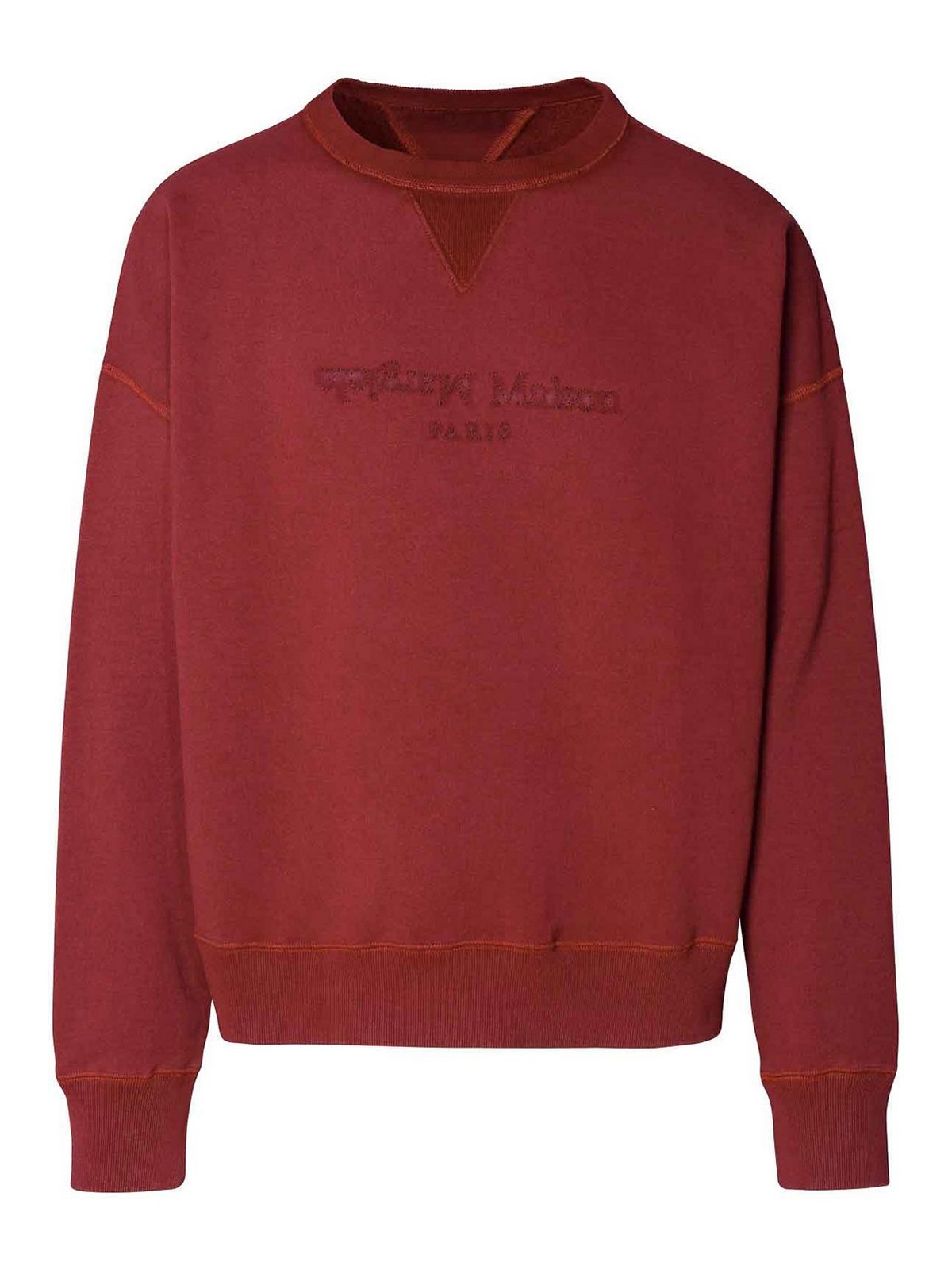 Shop Maison Margiela Burgundy Cotton Sweatshirt In Red
