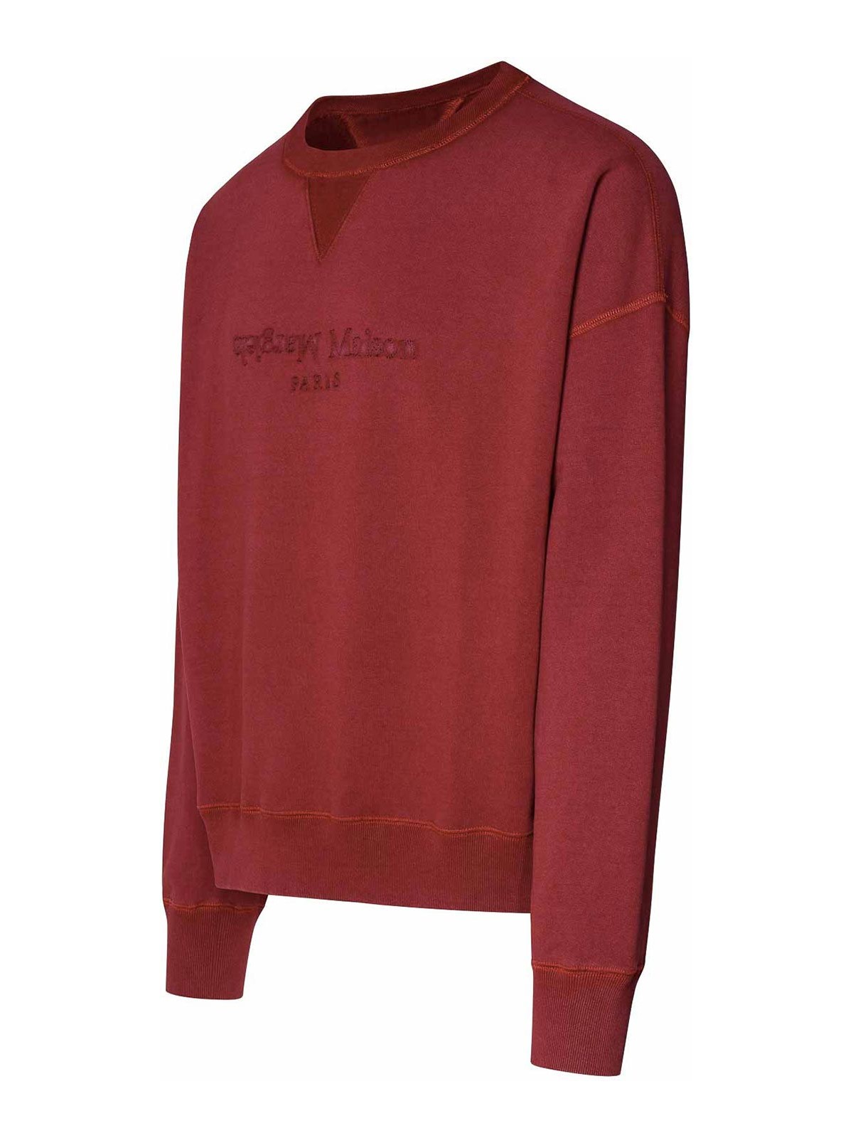 Shop Maison Margiela Burgundy Cotton Sweatshirt In Red