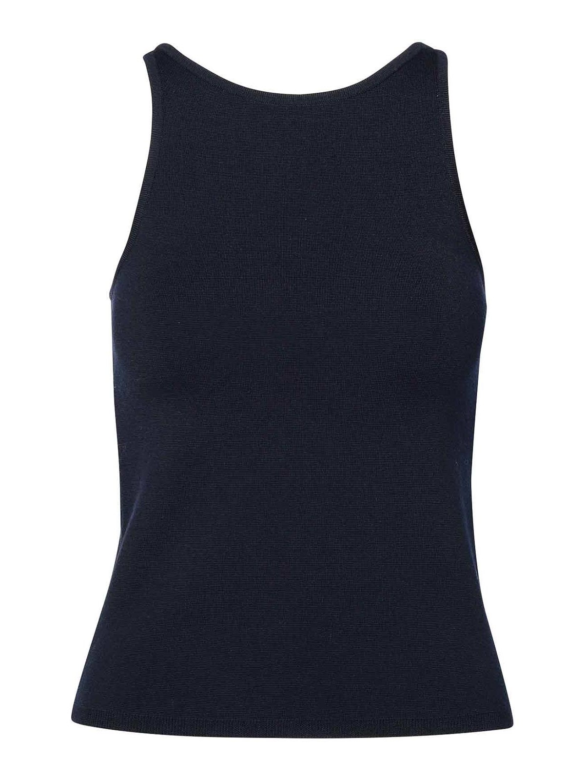 Shop Max Mara Blue Virgin Wool Blend Top In Dark Blue