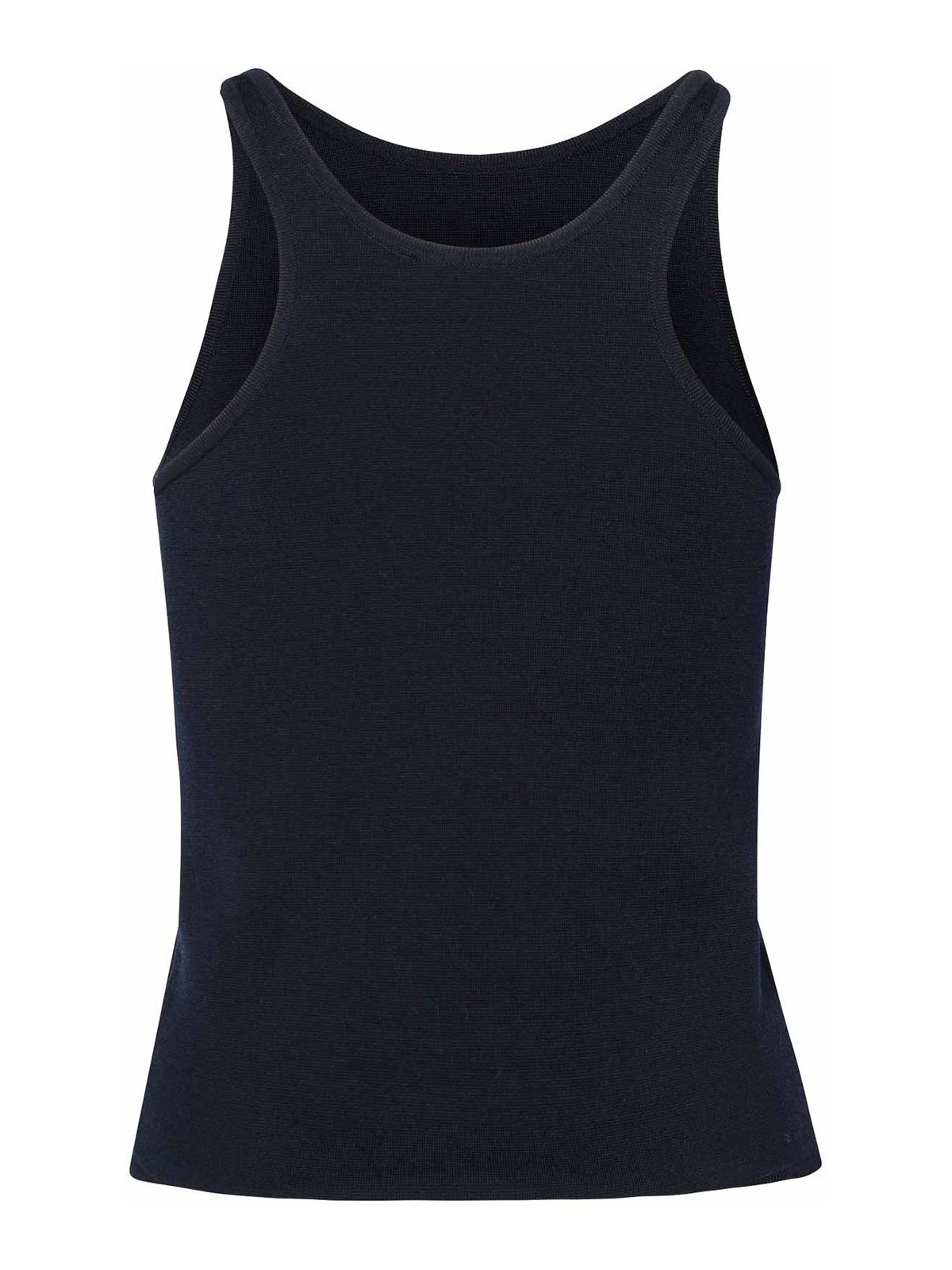 Shop Max Mara Blue Virgin Wool Blend Top In Dark Blue