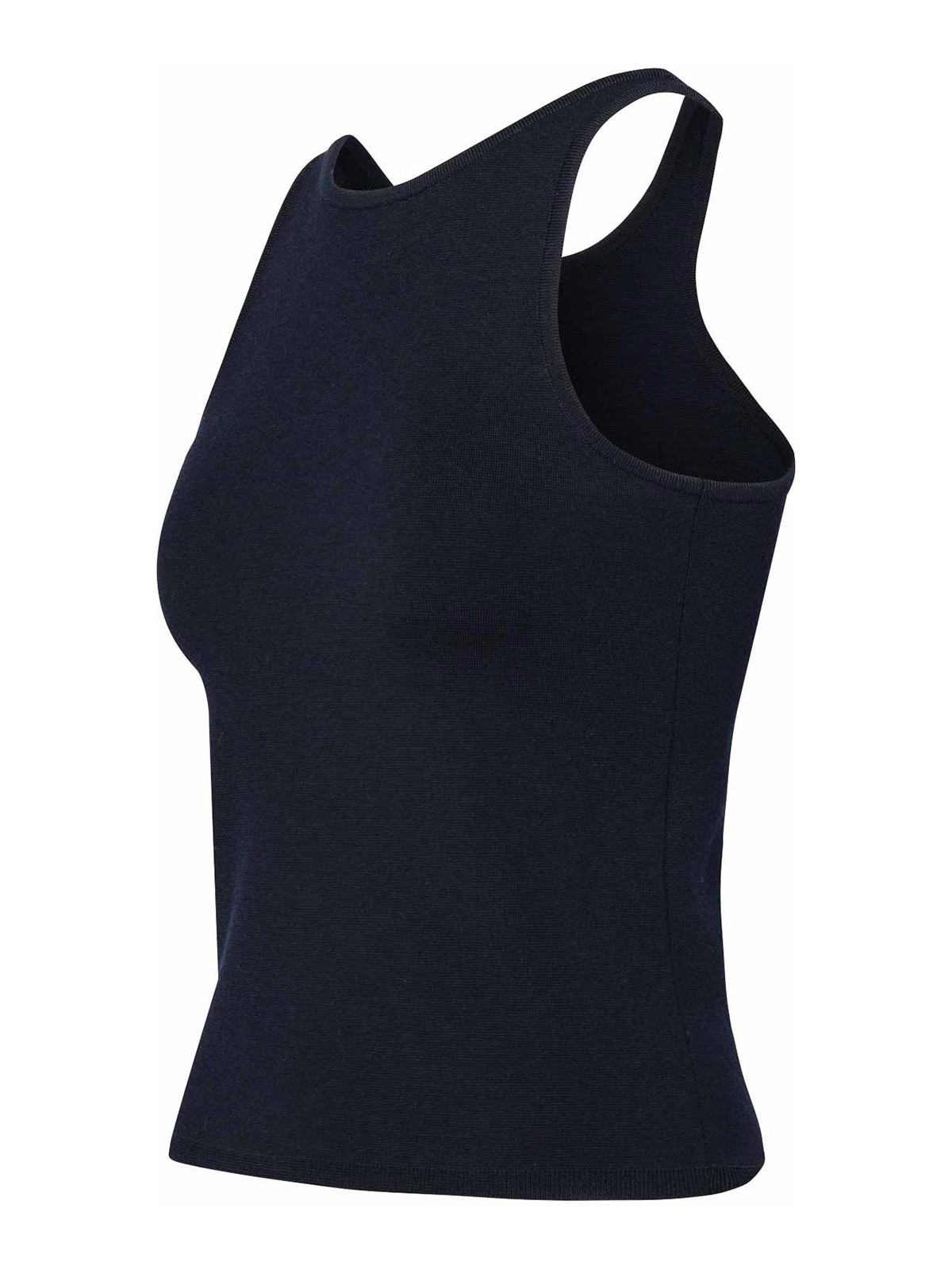 Shop Max Mara Blue Virgin Wool Blend Top In Dark Blue