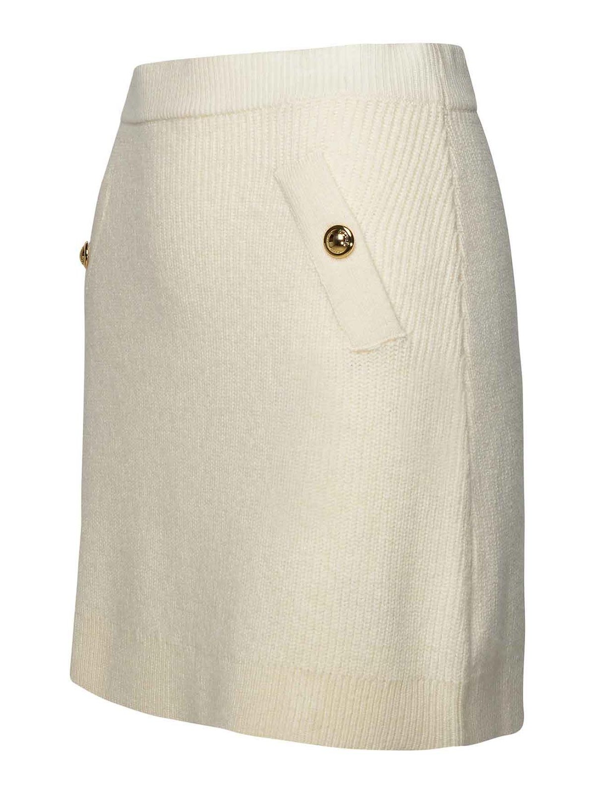 Shop Michael Kors Ivory Cashmere Blend Miniskirt In Cream
