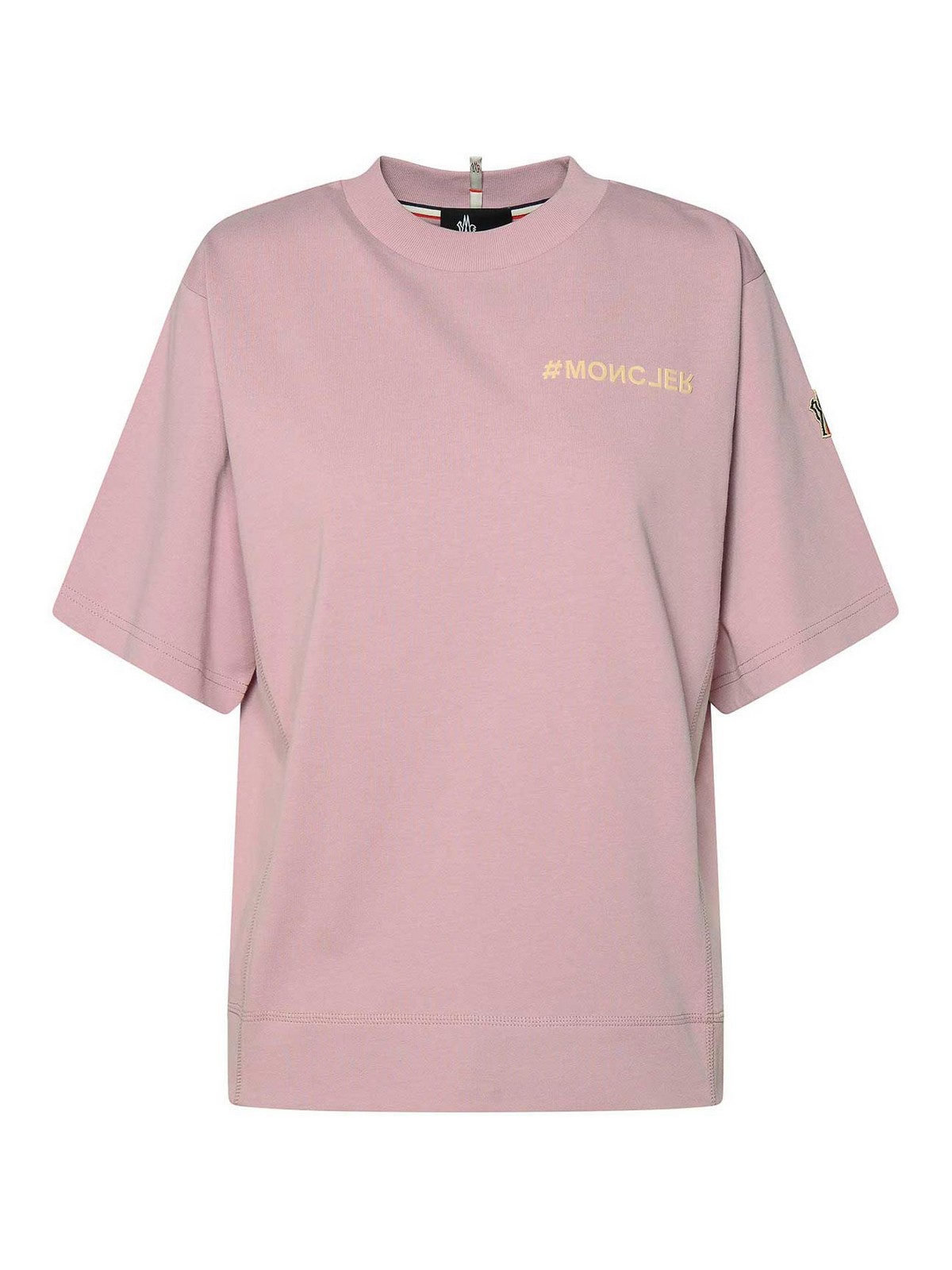 Shop Moncler Pink Cotton T-shirt In Nude & Neutrals