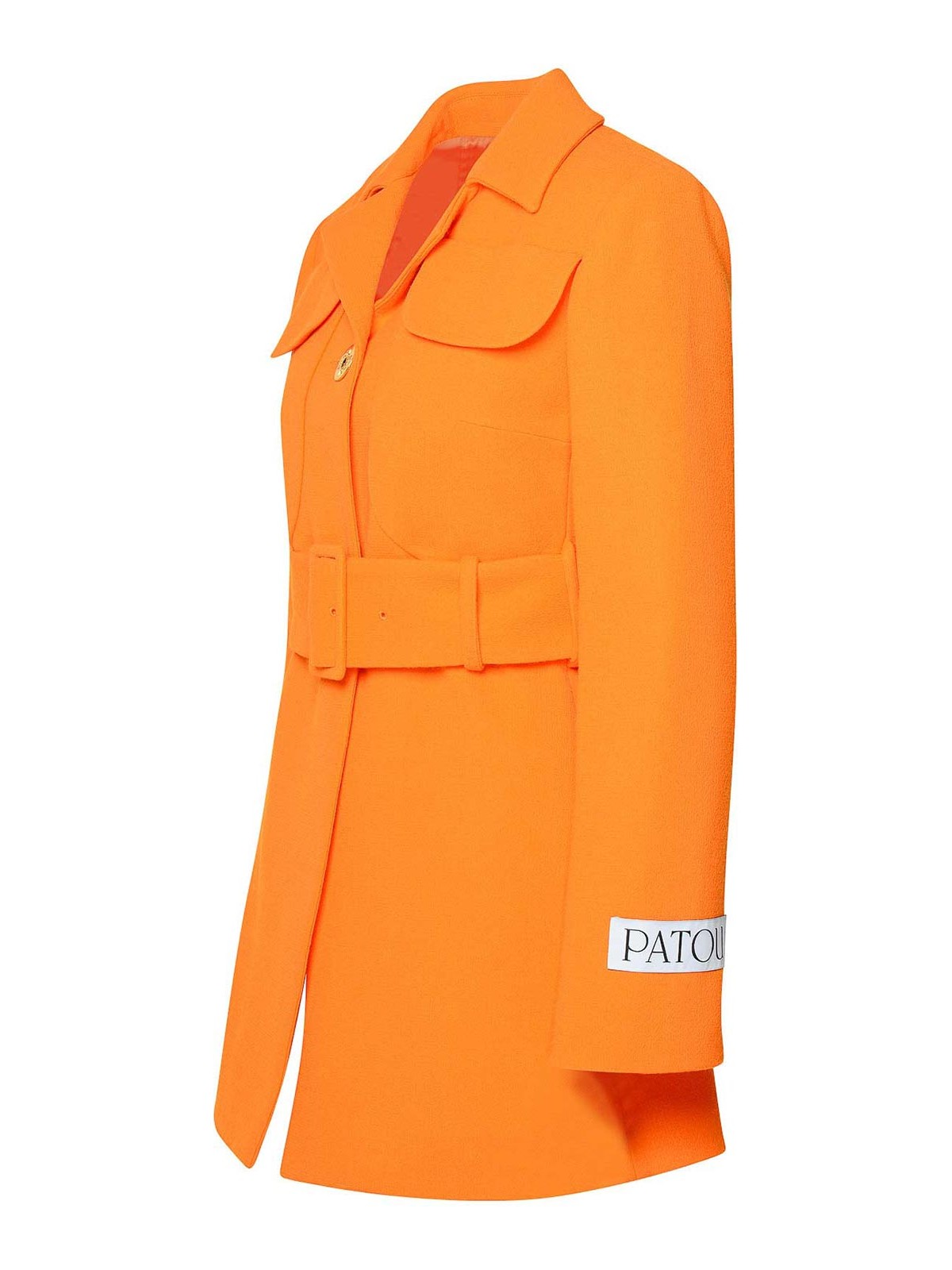 Shop Patou Orange Virgin Wool Coat