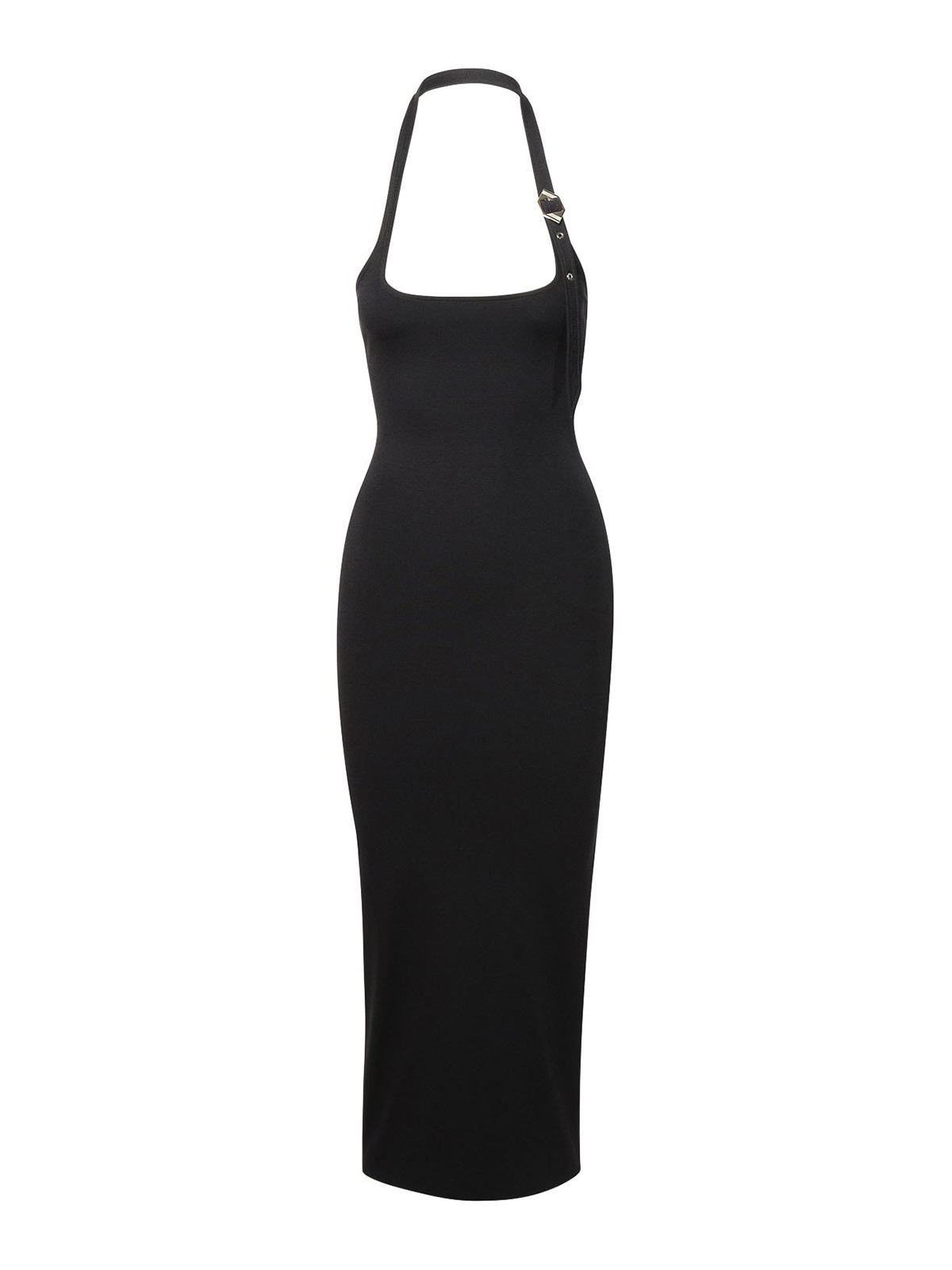 Shop Attico Black Rayon Blend Midi Dress
