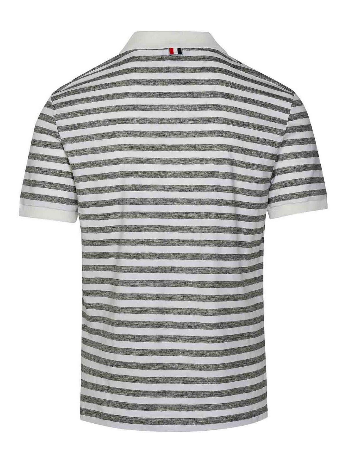 Shop Thom Browne White Linen Blend Polo Shirt