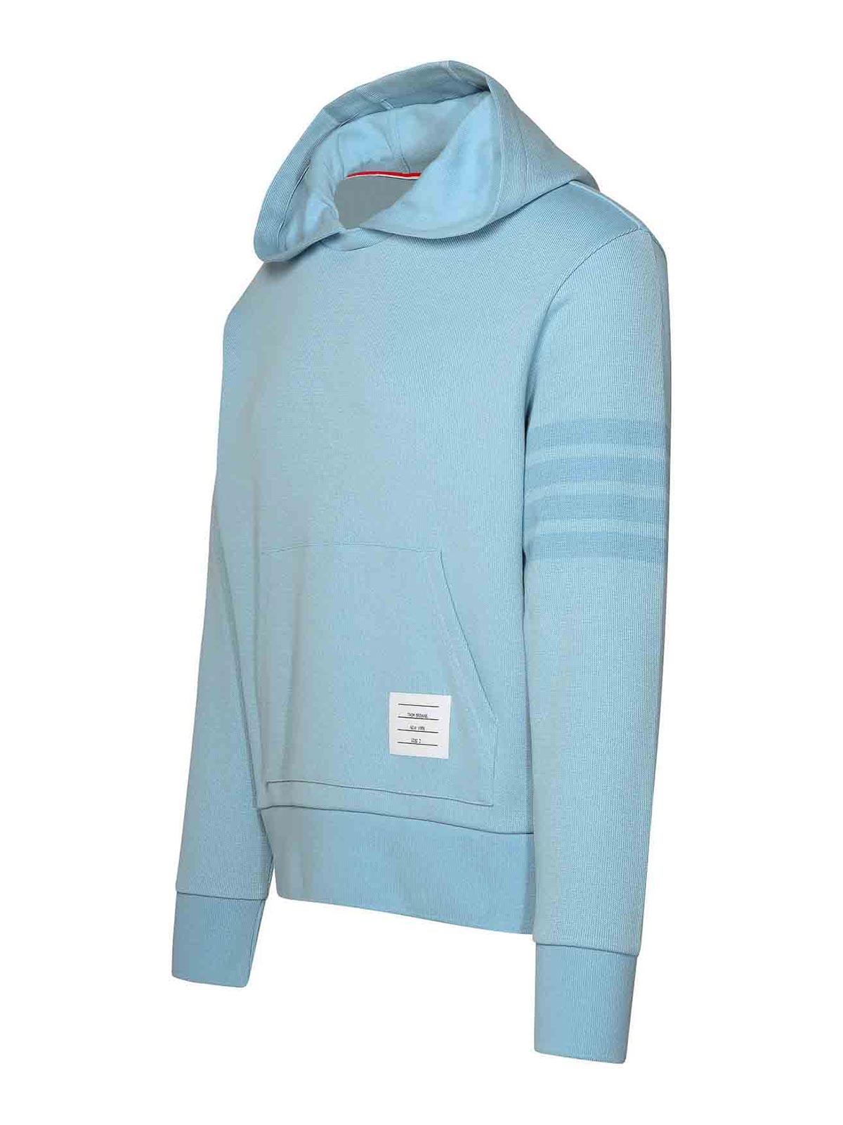 Shop Thom Browne Light Blue Cotton Sweatshirt