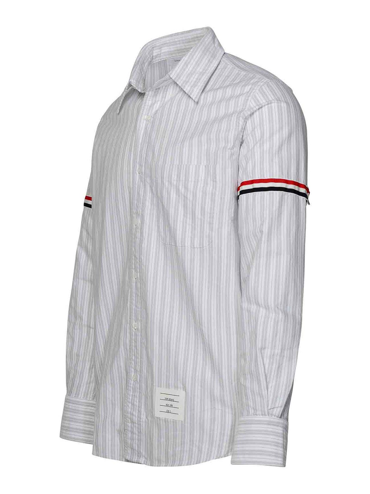Shop Thom Browne Two-tone Cotton Shirt In Grey