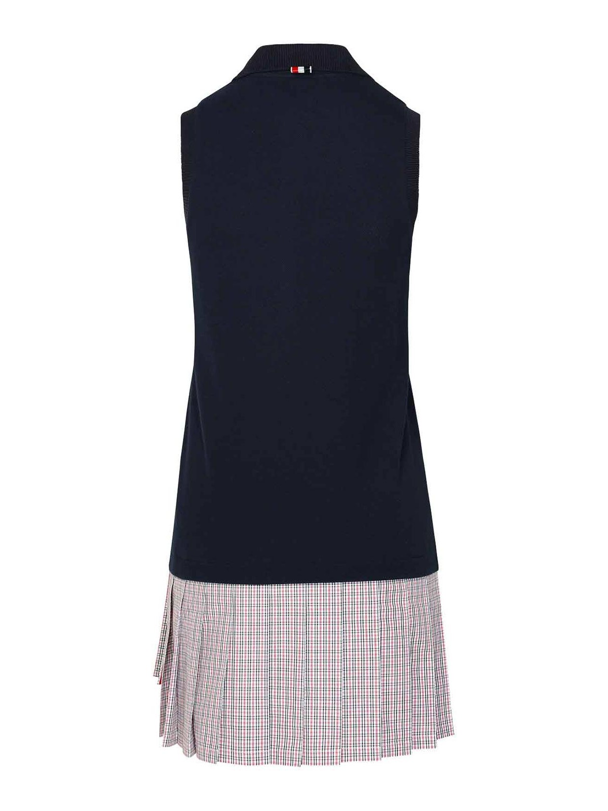 Shop Thom Browne Navy Cotton Dress In Dark Blue