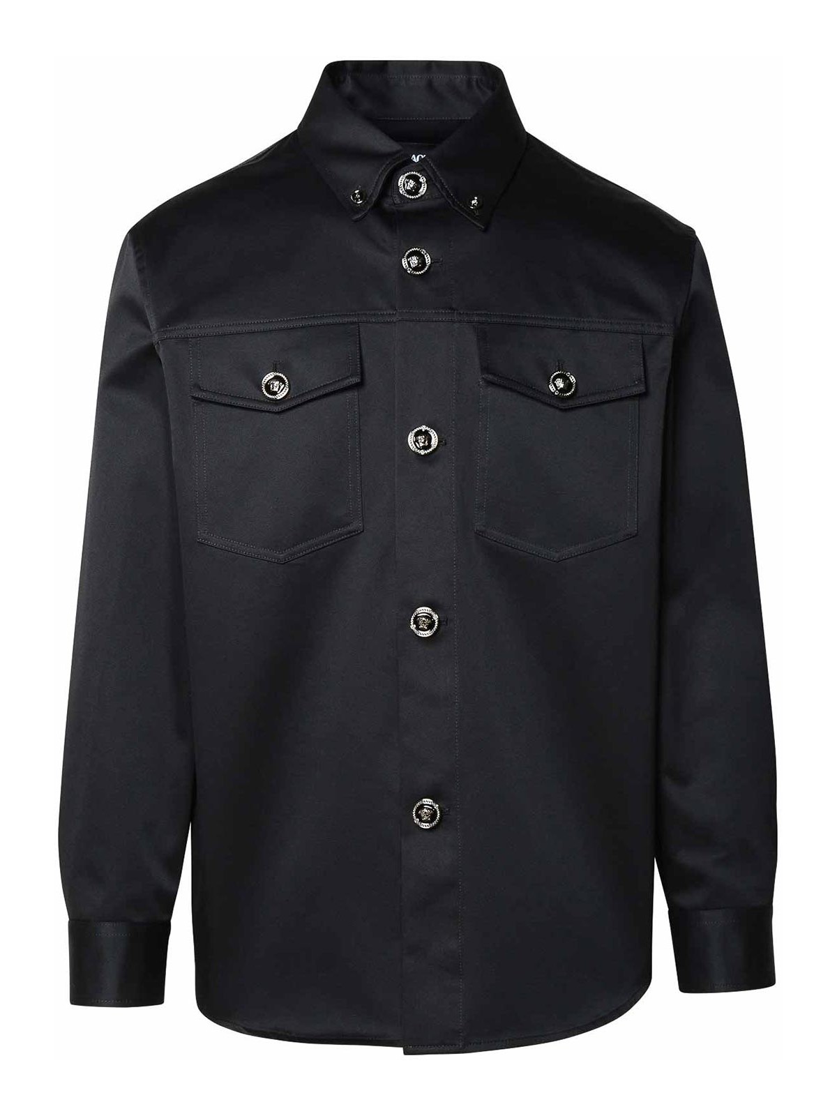 Shop Versace Cotton Shirt In Black