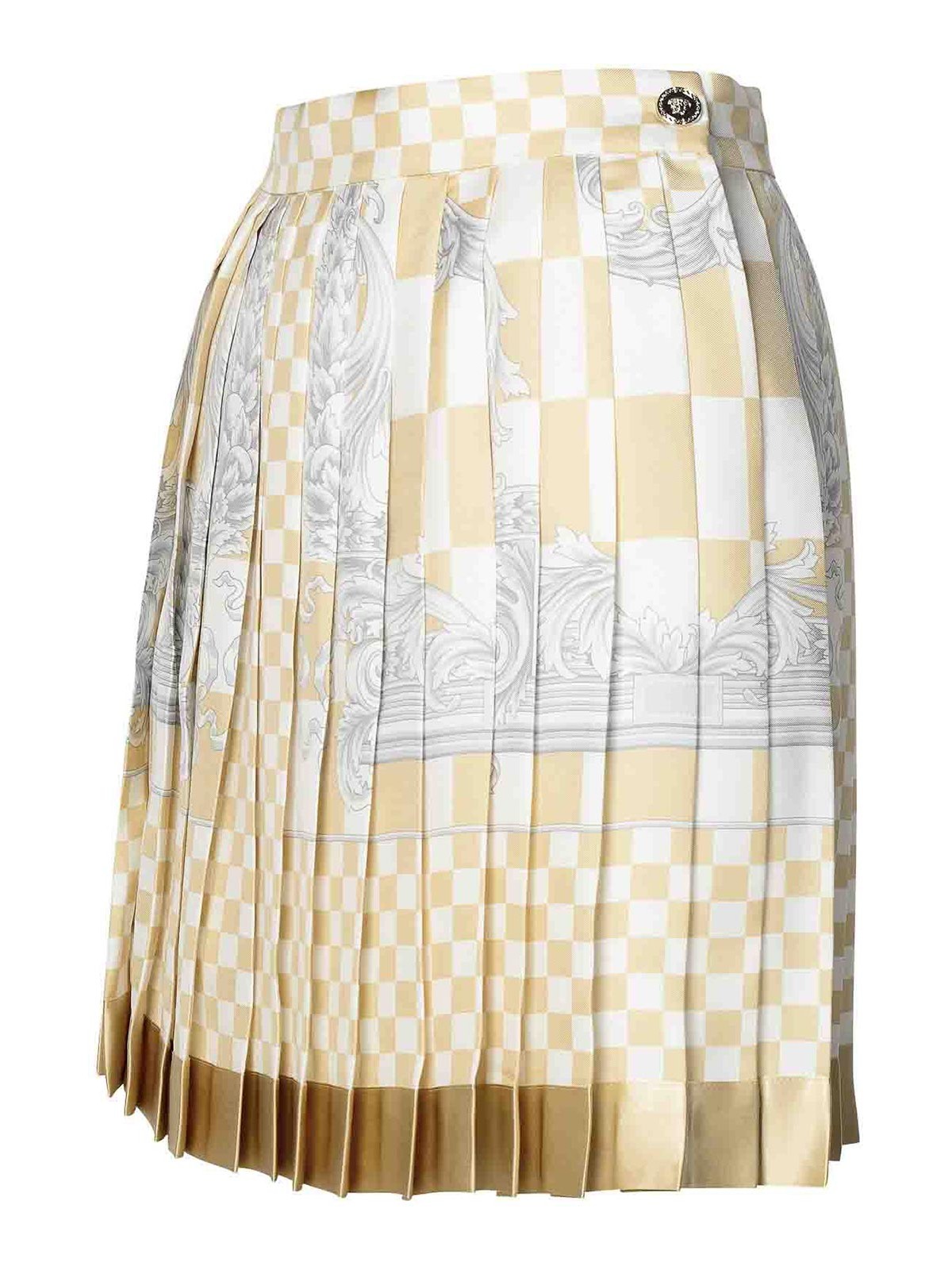Shop Versace Barocco Skirt In Beige
