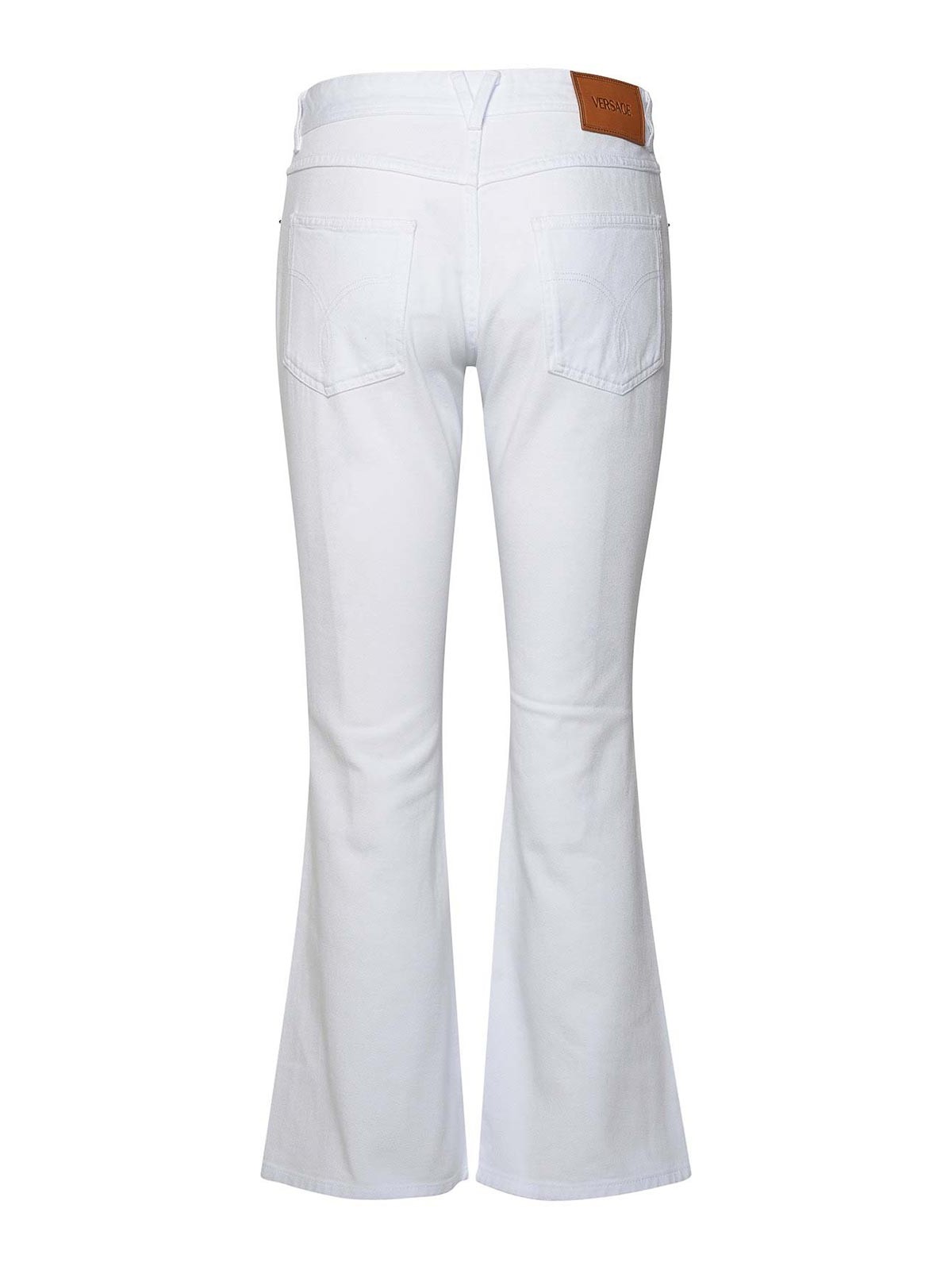 Shop Versace White Cotton Jeans