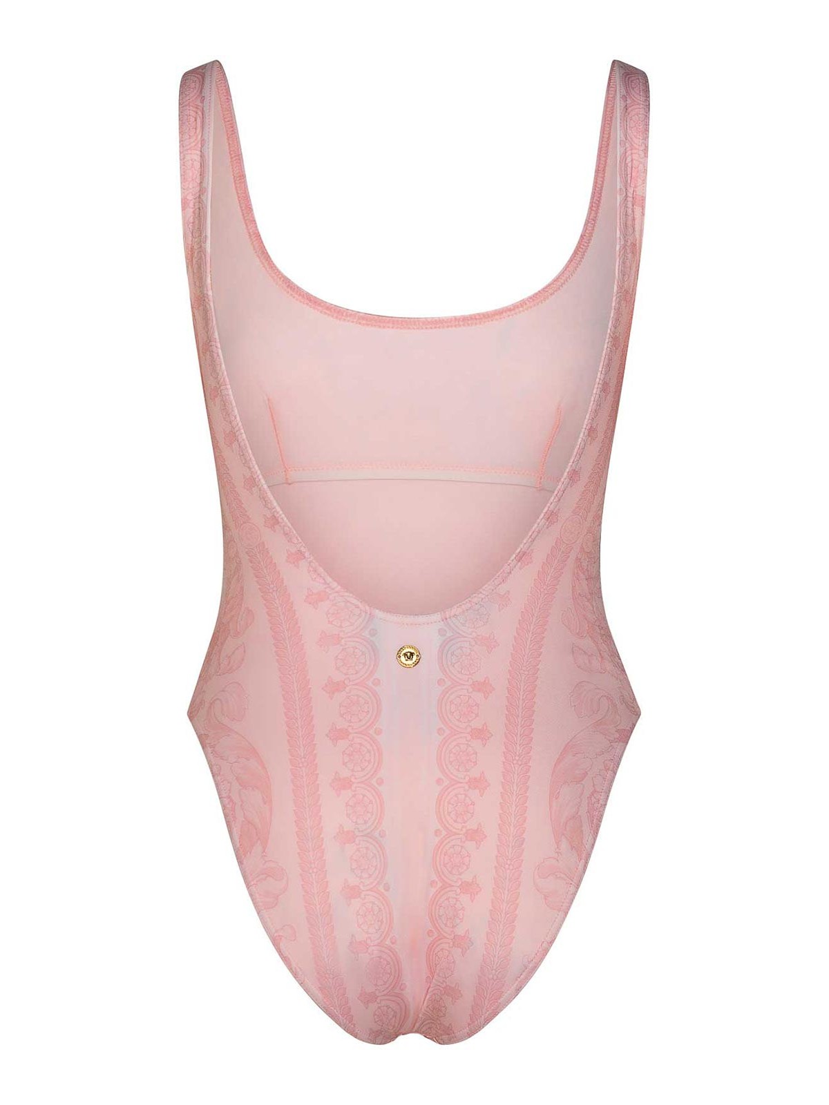 Shop Versace One-piece Swimsuit In Pink Polyester Blend In Nude & Neutrals