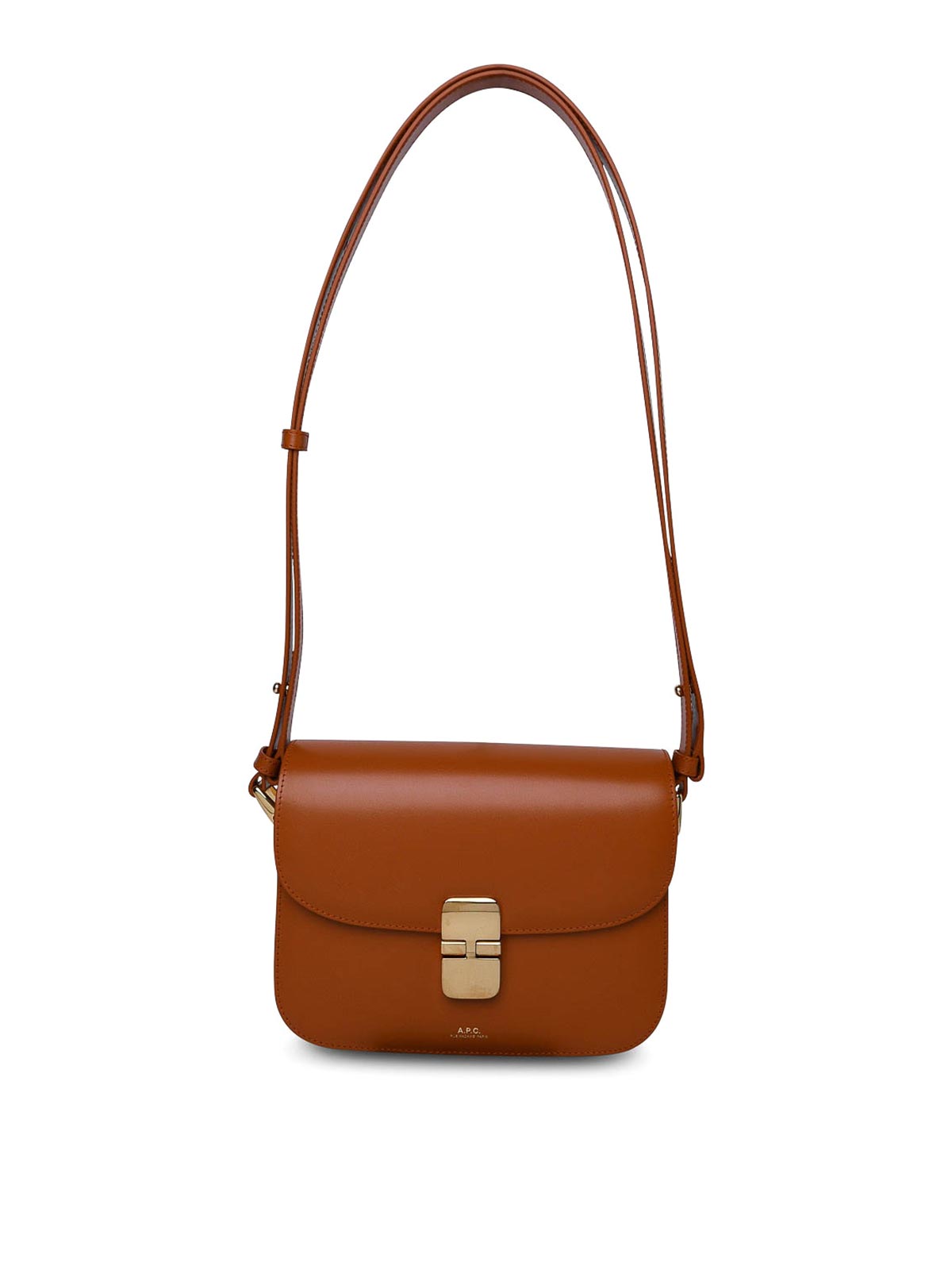 Shop Apc Terracotta Leather Bag In Brown