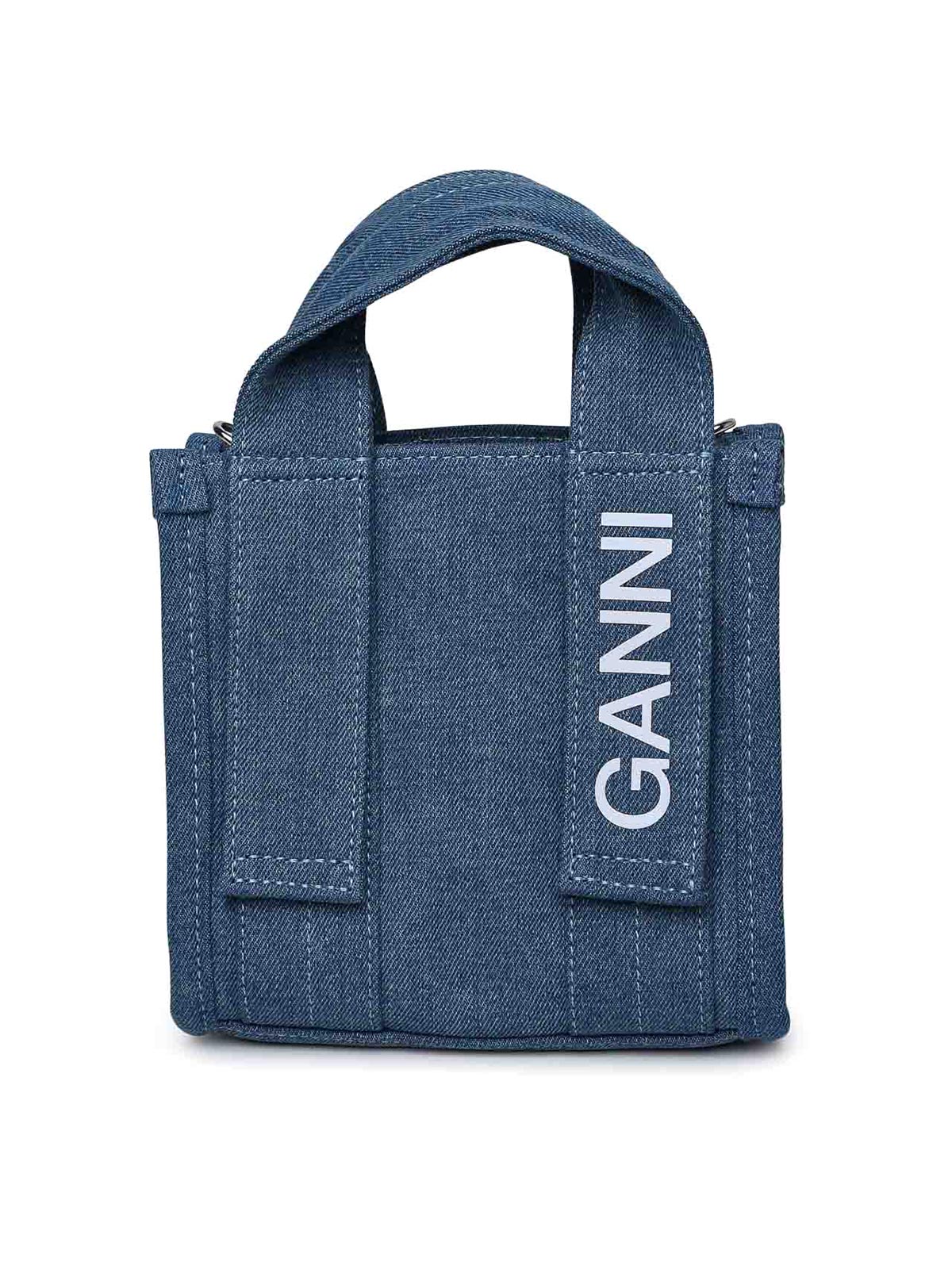 Shop Ganni Light Blue Denim Bag
