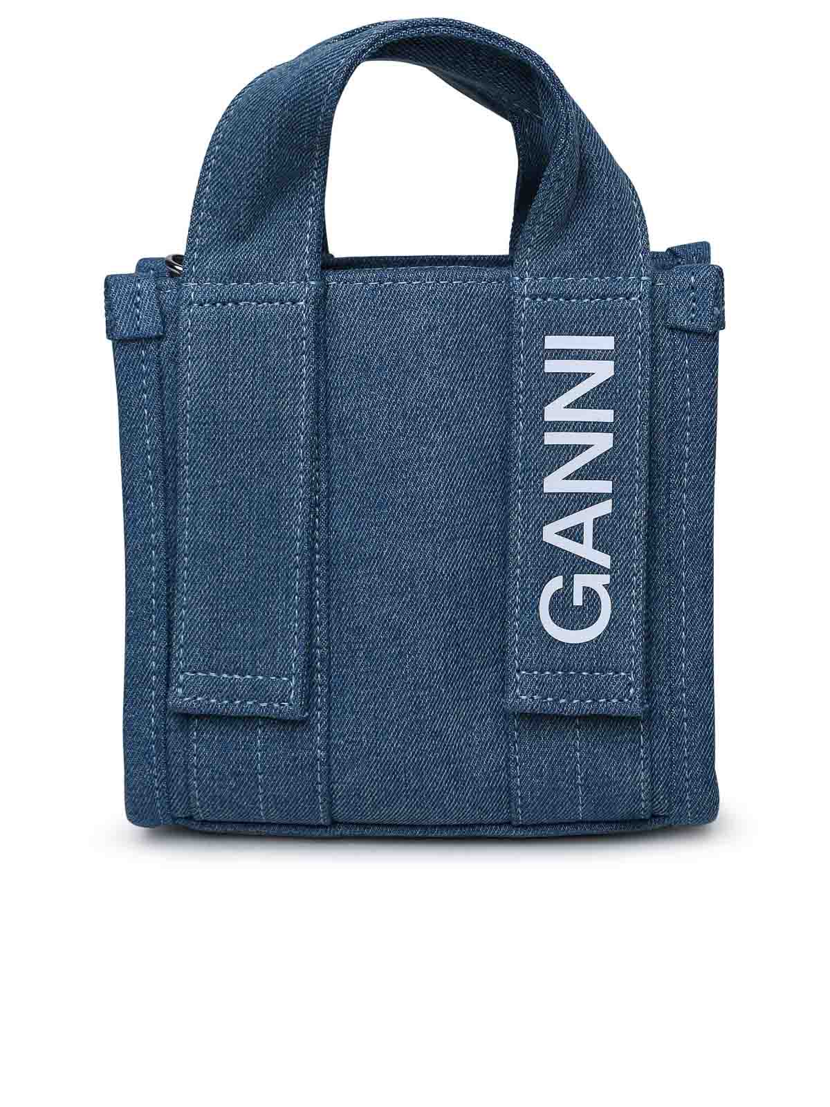 Shop Ganni Light Blue Denim Bag