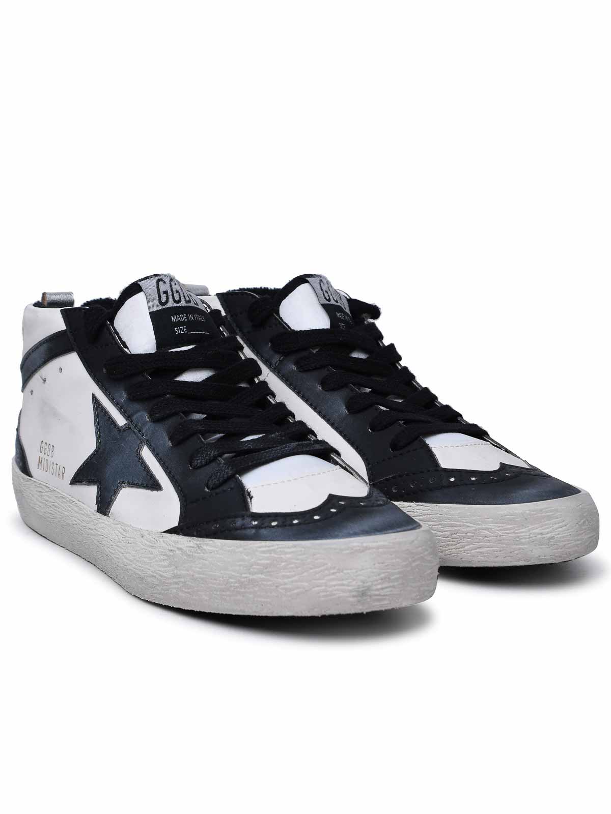 Shop Golden Goose Mid-star Classic White Leather Sneakers